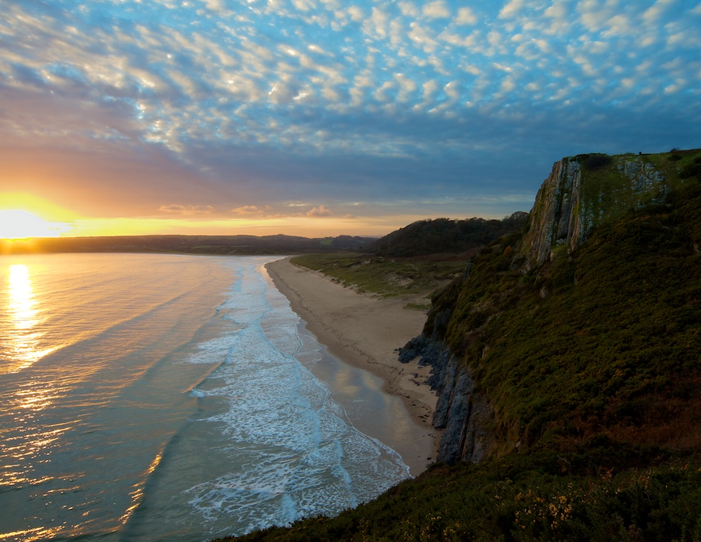 Tramonto su Gower, Galles del Sud