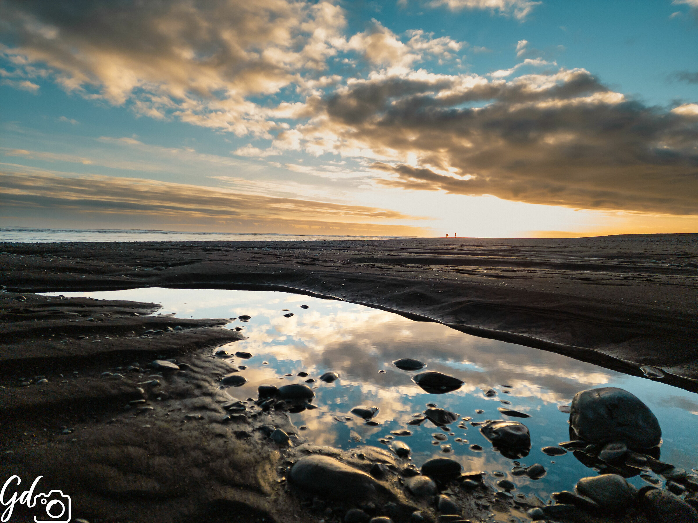Light on the black sand