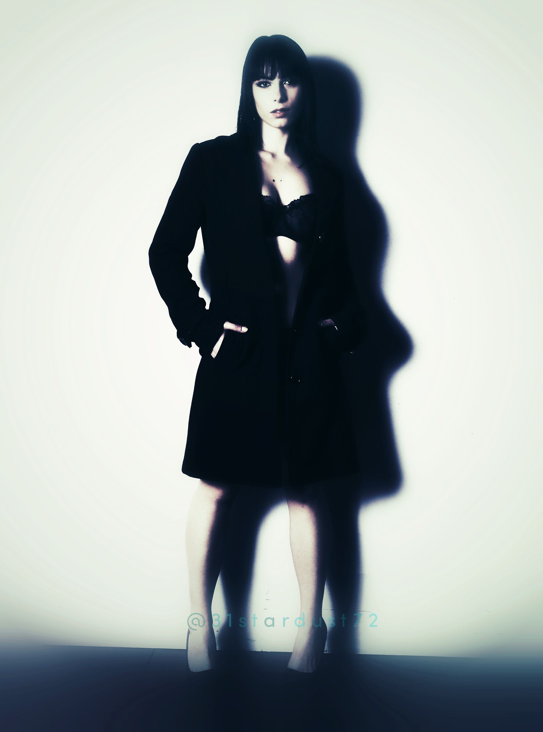 A woman with her shadows