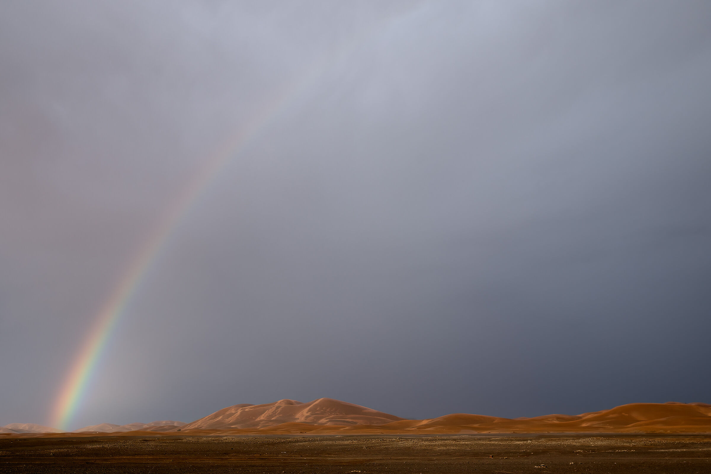 Arcobaleno nel deserto dell'Erg Chebbi (Marocco)
