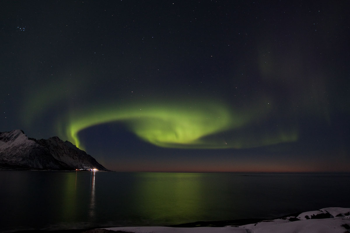 Aurora boreale su Senja Island, Norvegia
