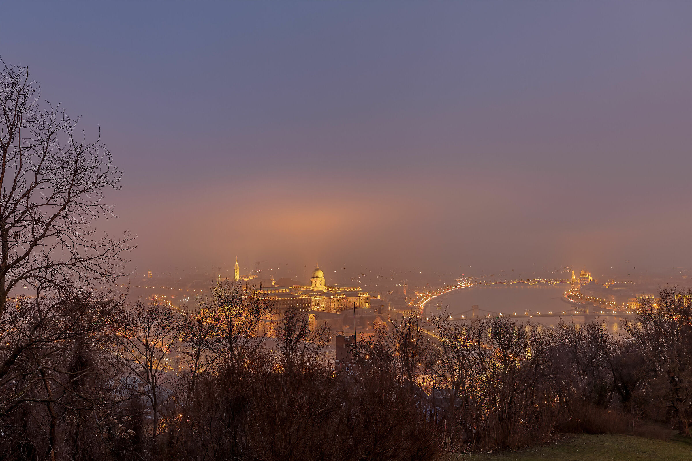 .. misty Buda castle and Danube