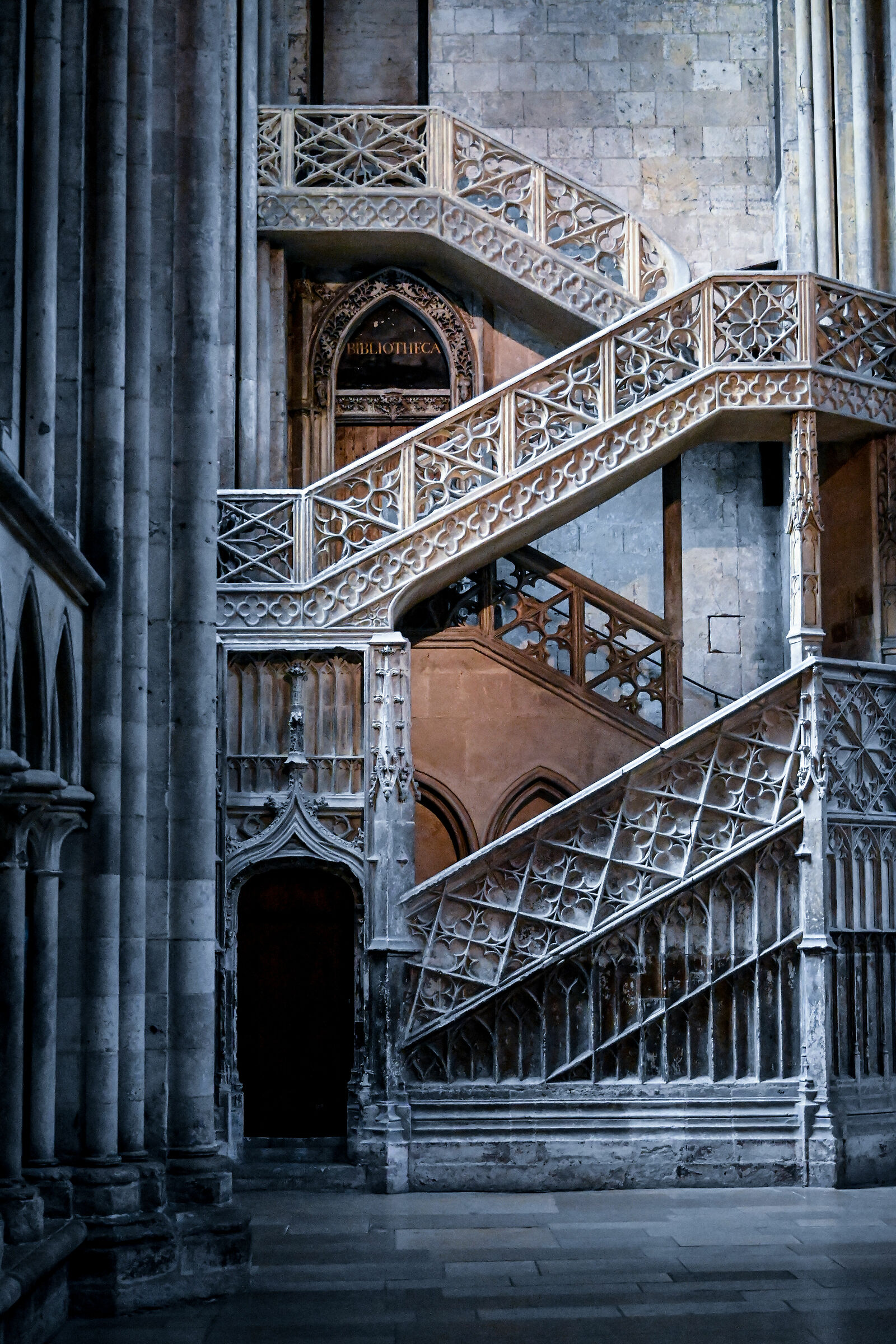 staircase of the library in Rouen Cathedral