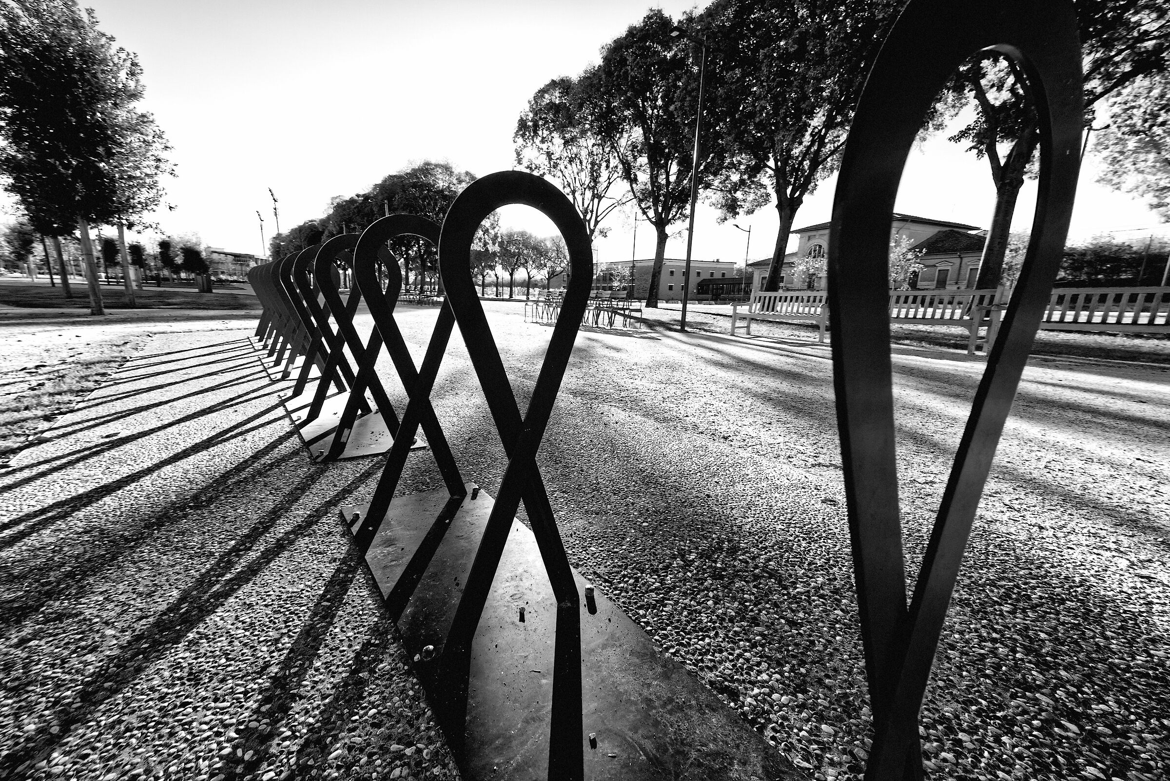 Bicycle racks in the park of Palazzo Te