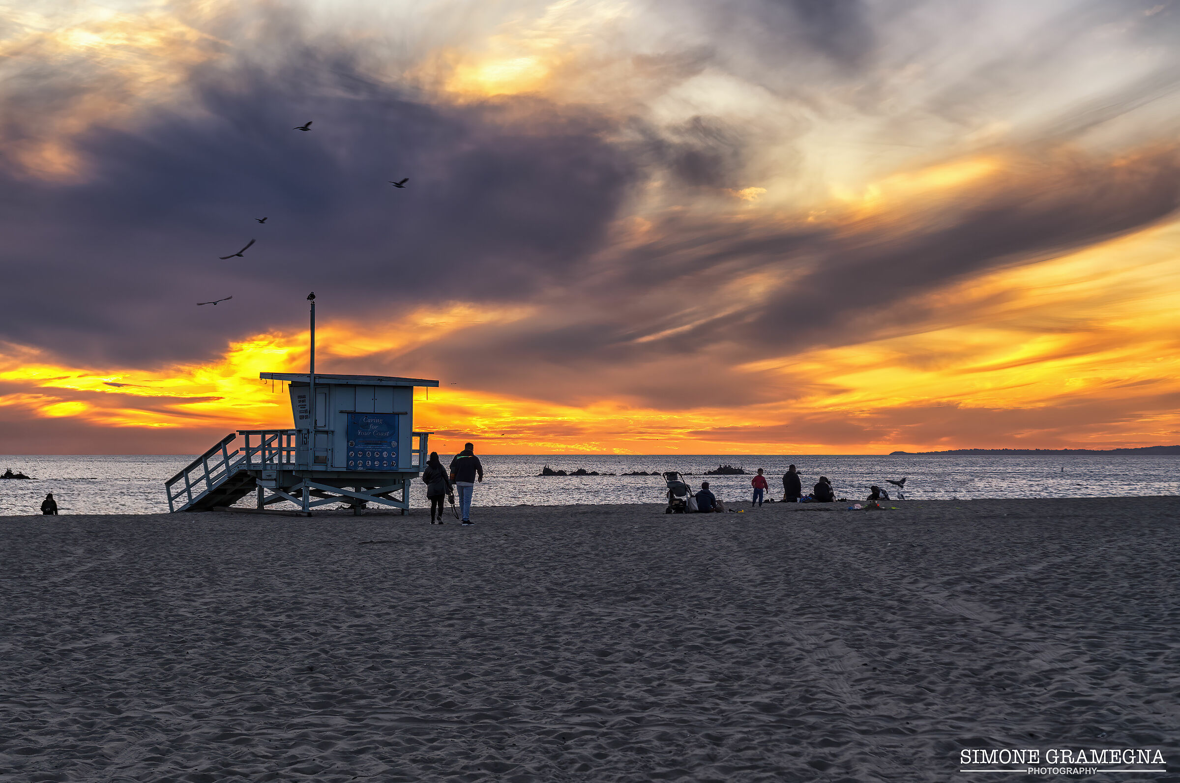 Santa Monica Beach al tramonto