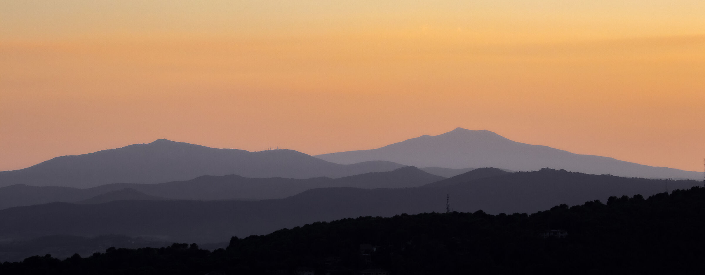 Hills at sunset on the viewpoint of Perugia