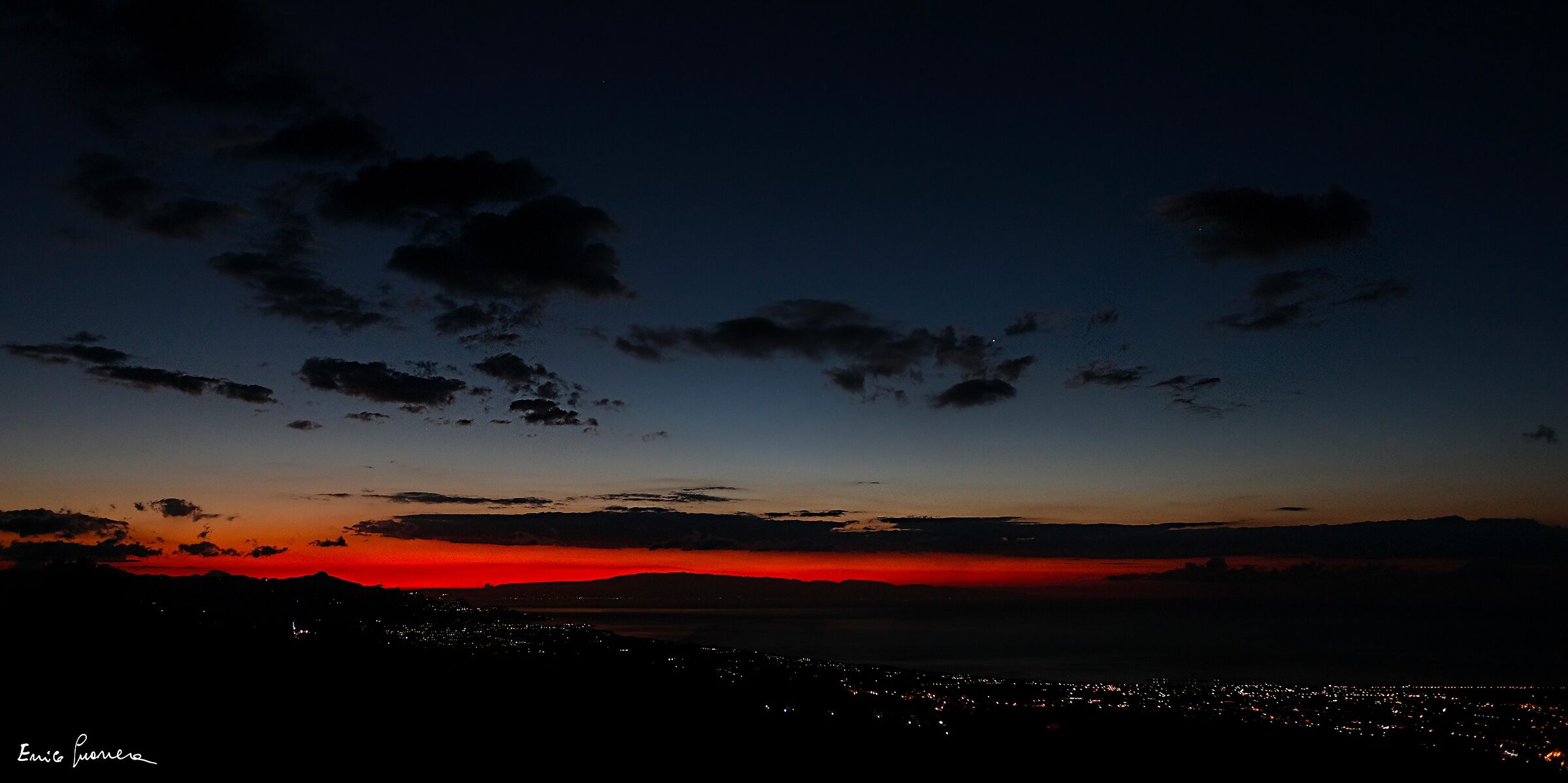 A sea of Sicily -sunrise-view from Milos -Etna-