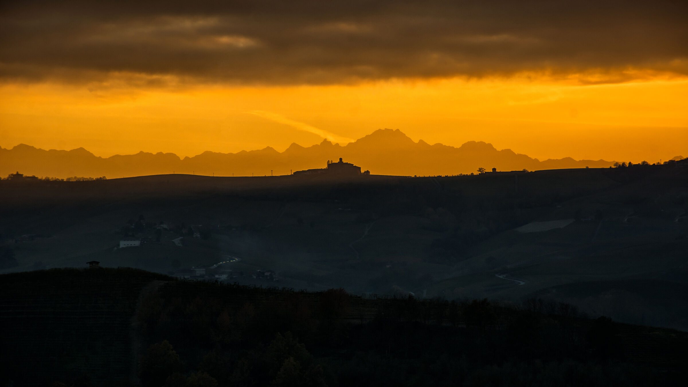 Il tramonto a Grinzane Cavour