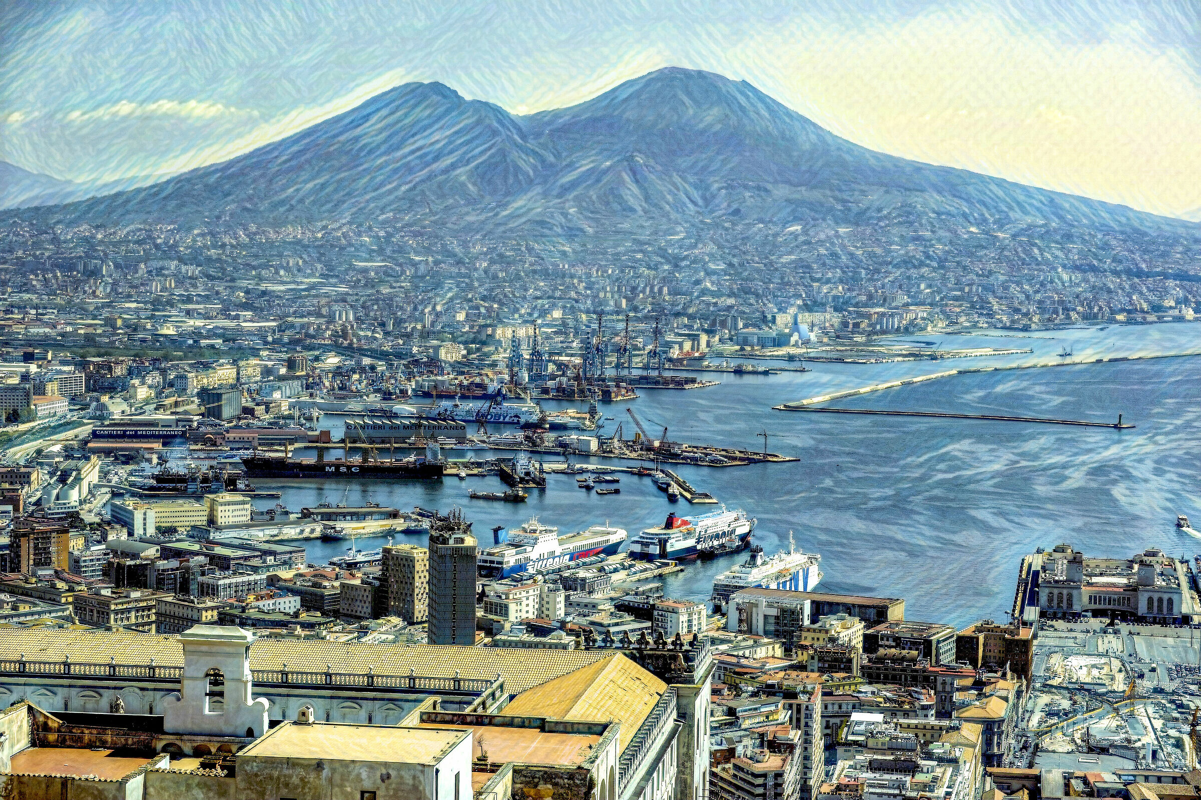 Vista Vesuvio+porto  -parziale Van Gough-