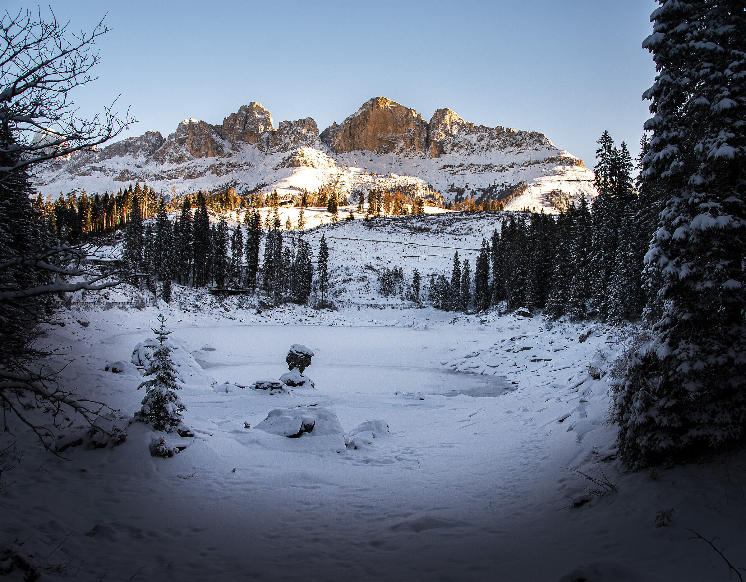 Panorama dal lago di Carezza.