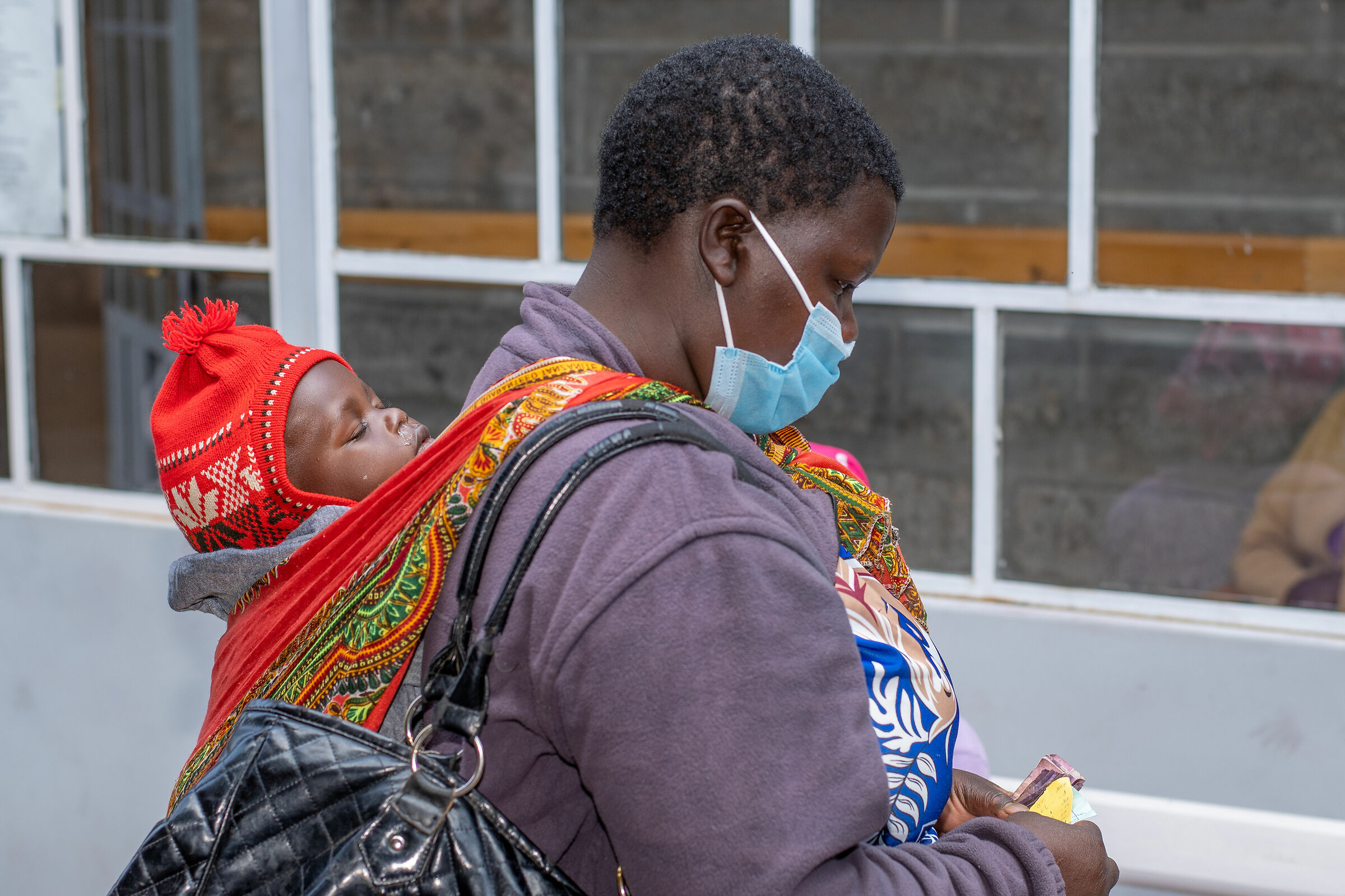 With the baby on your shoulder