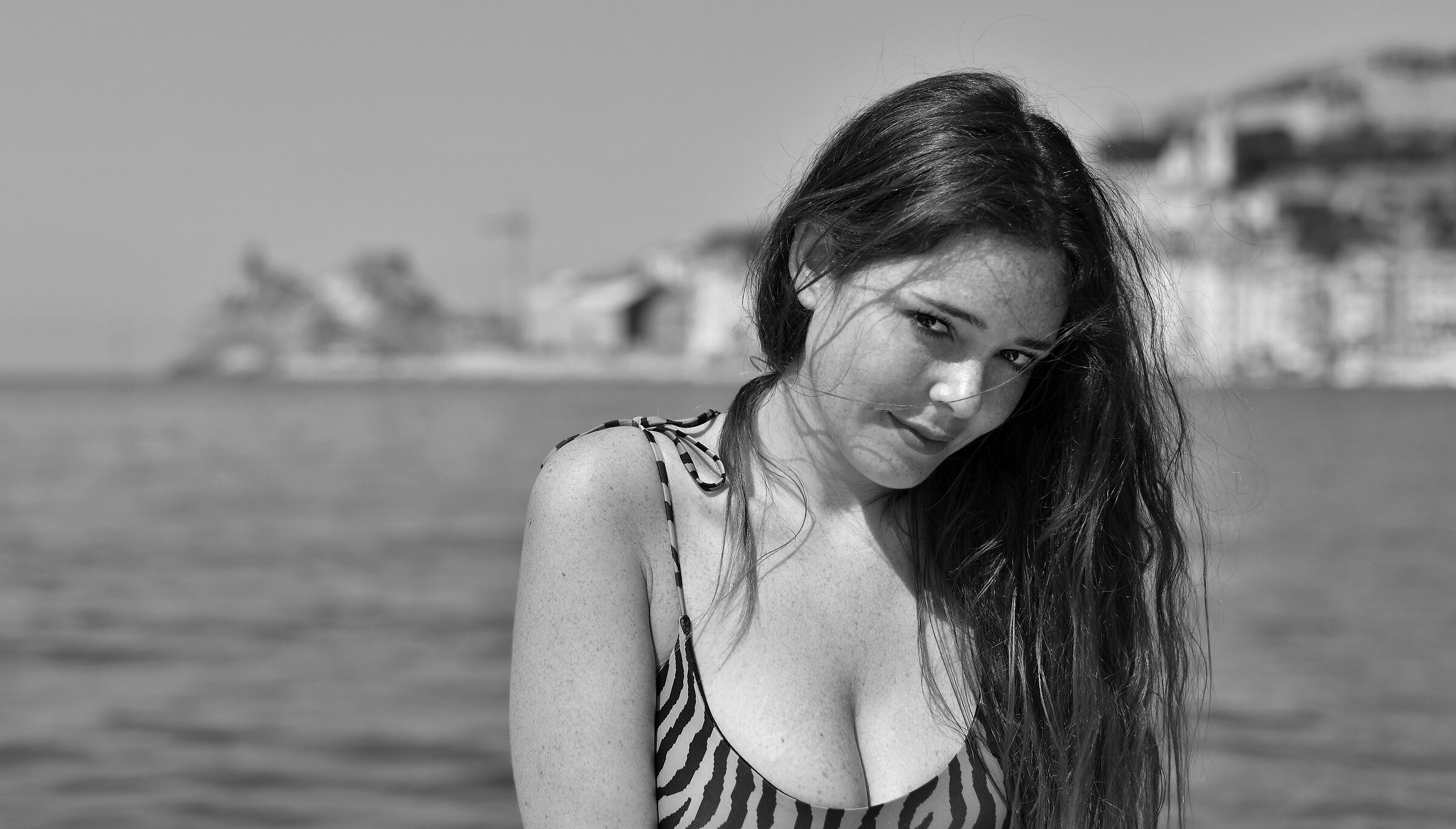 A day at the beach in black and white...
