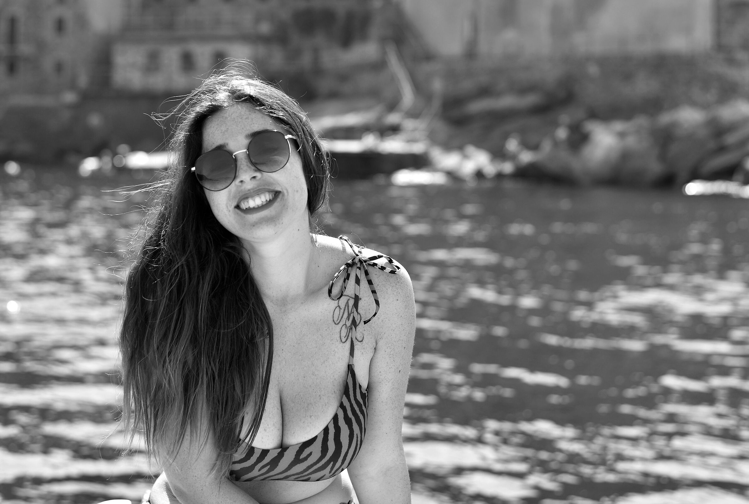 A day at the beach in black and white...