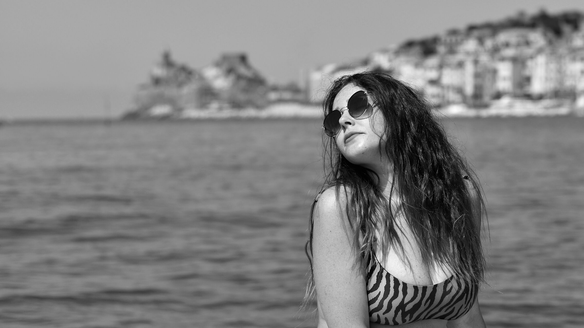 A day at the beach in black and white...