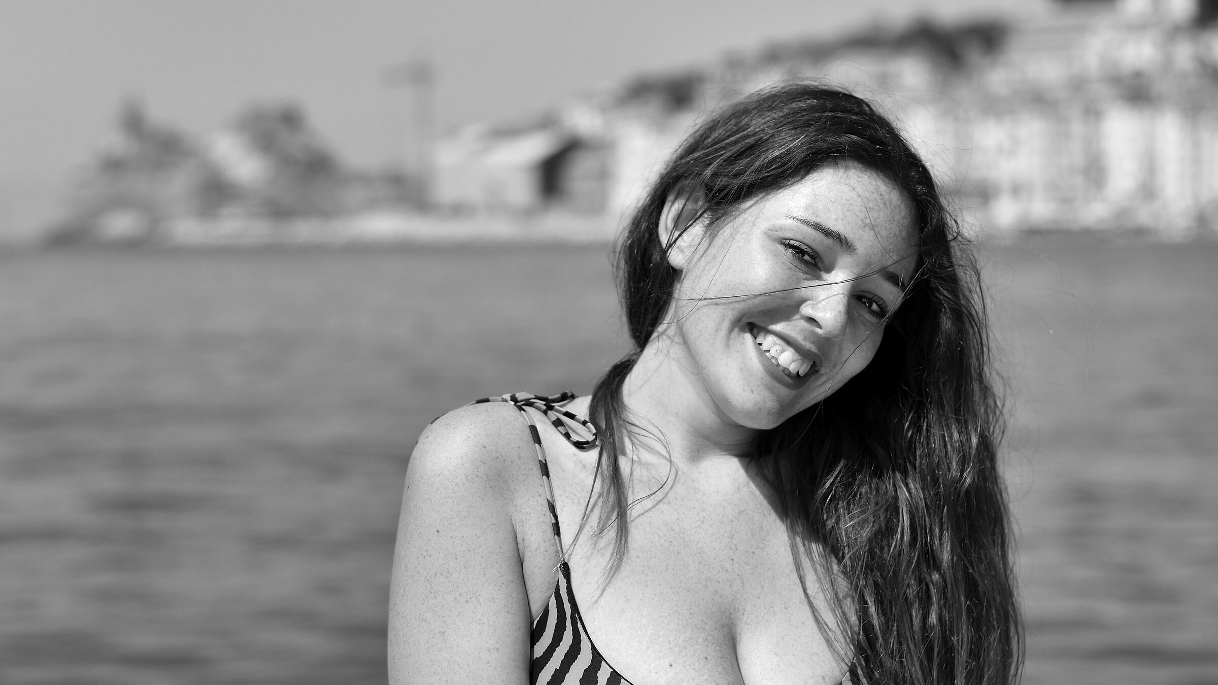 A day at the beach in black and white...