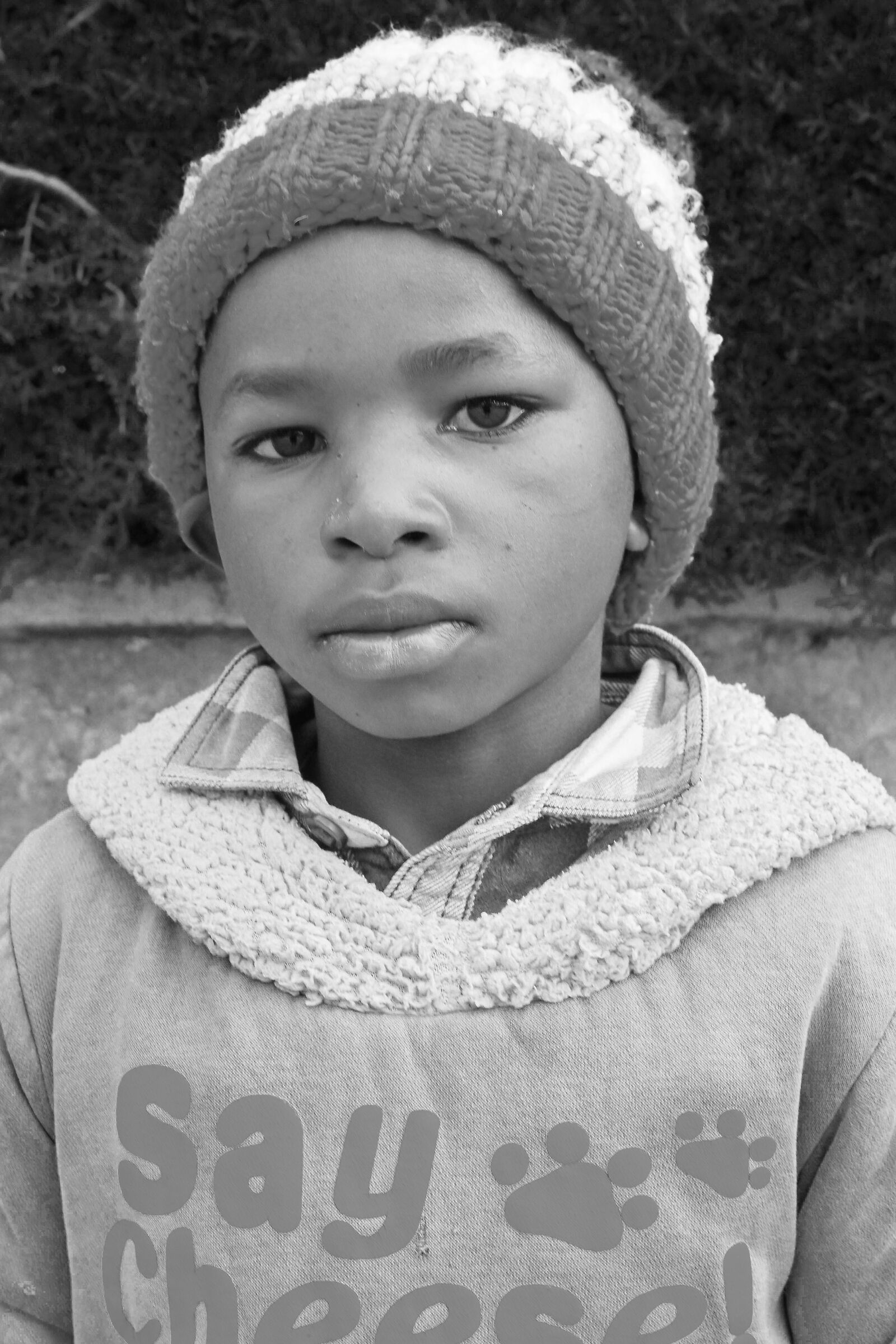 Little boy with wool cap