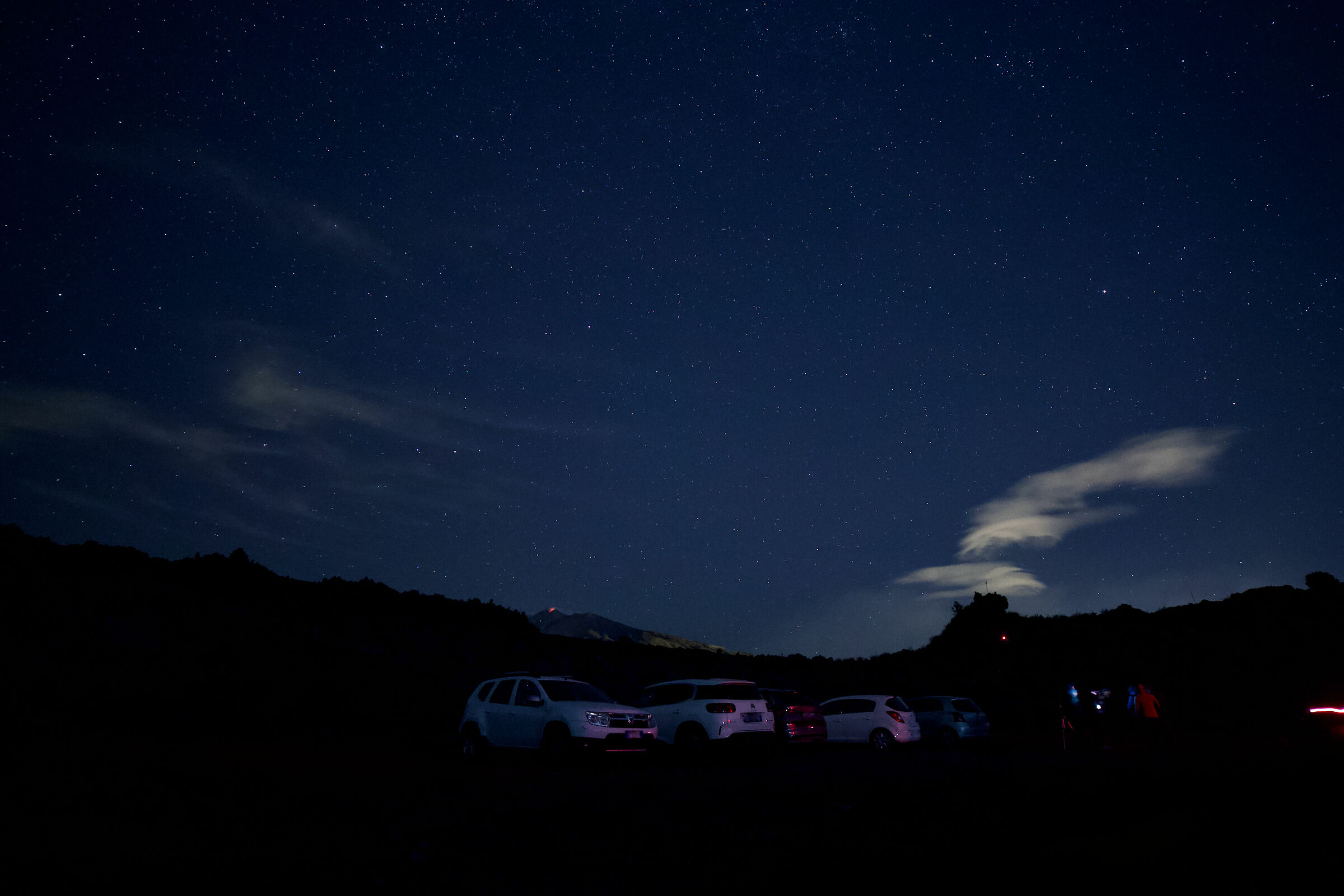 Stelle ed  Etna in eruzione