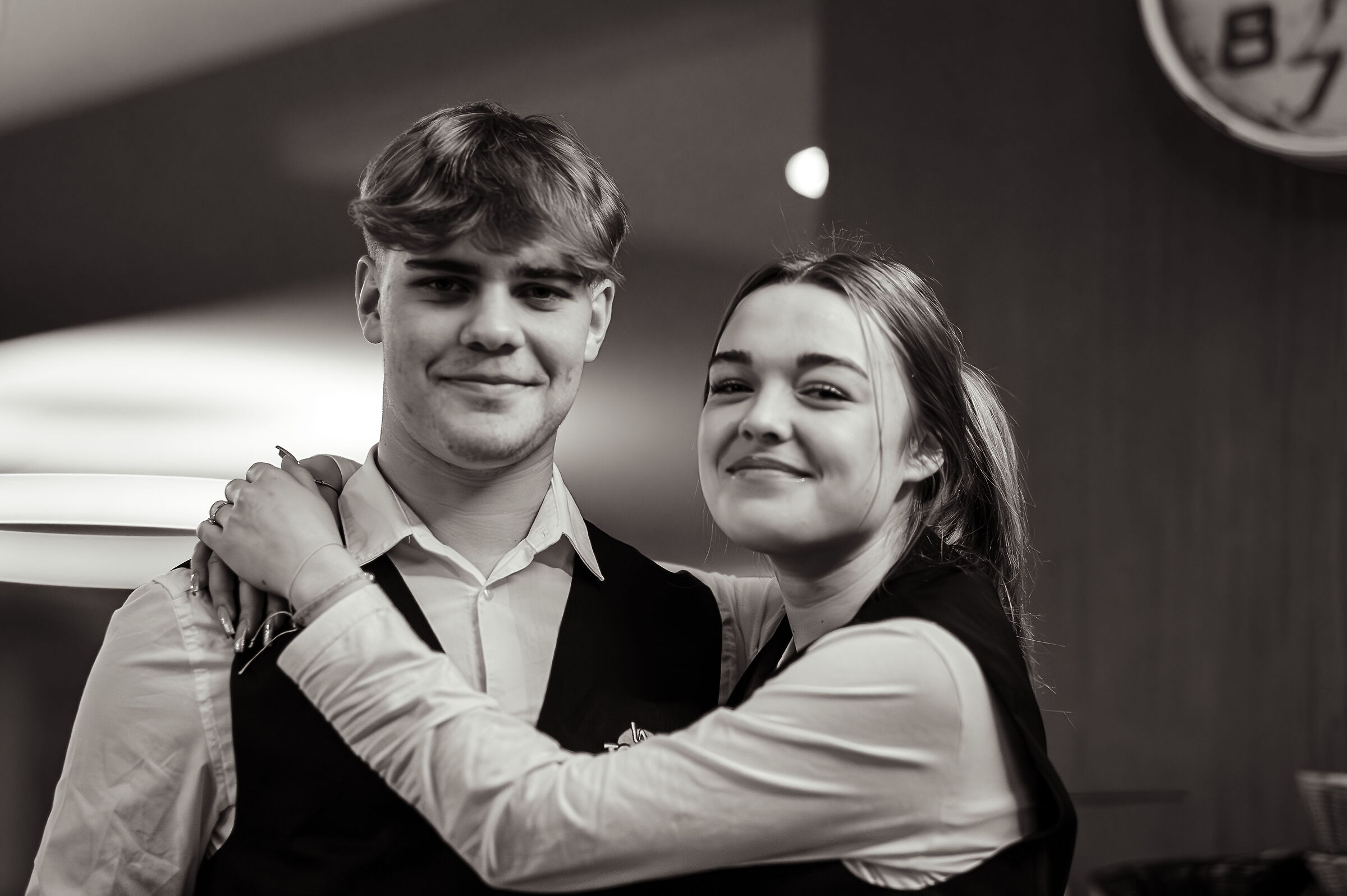 At the restaurant... A smile from the guys at work...