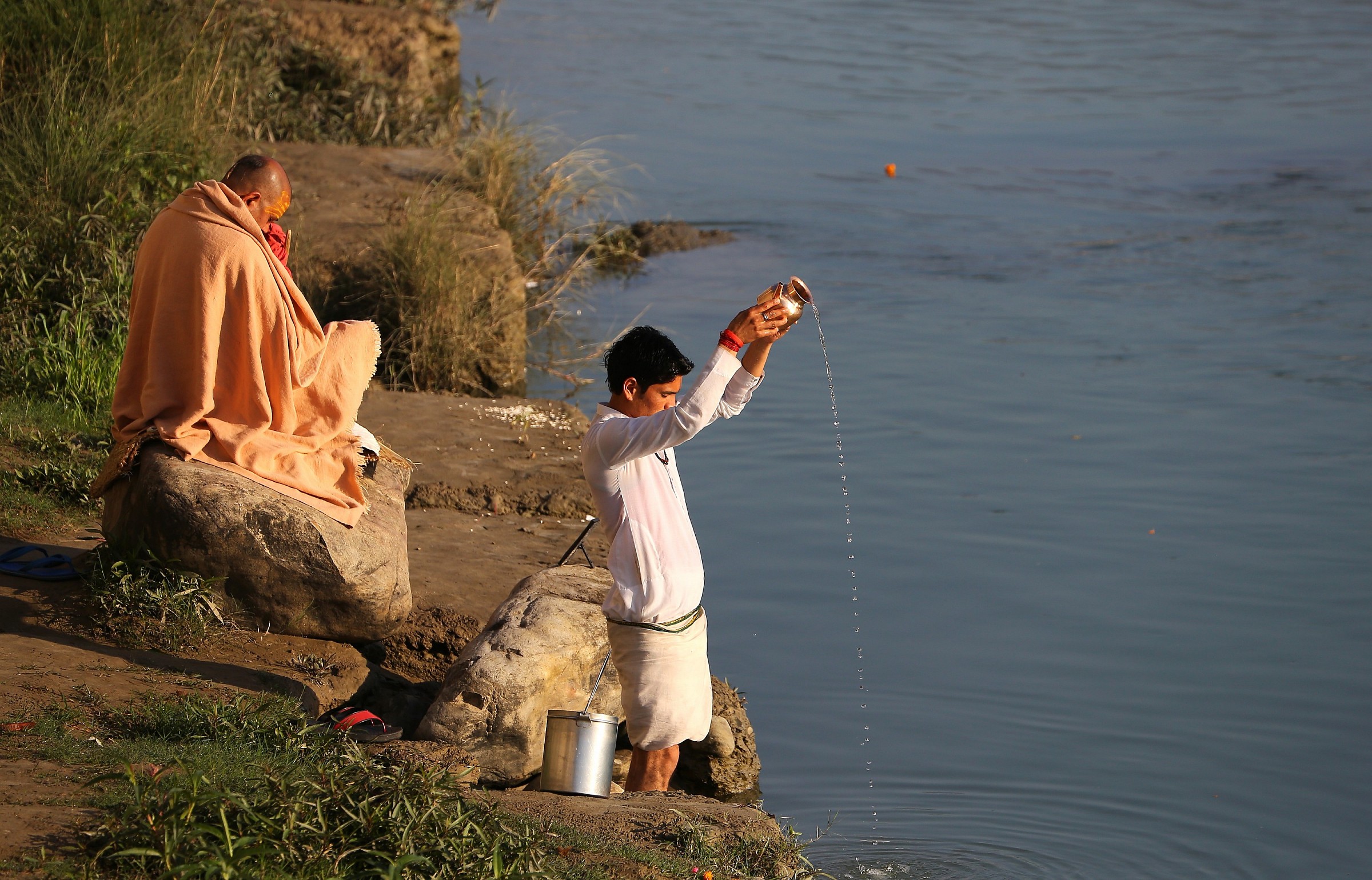 Prayer on the bank of the Ganges.