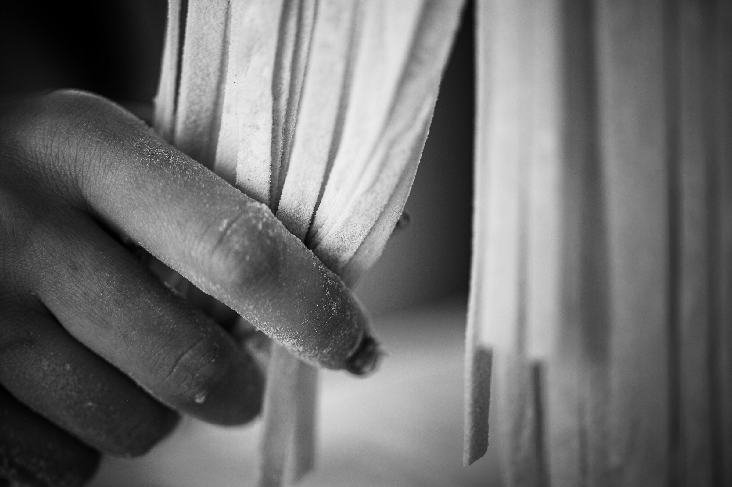 By arranging the noodles...