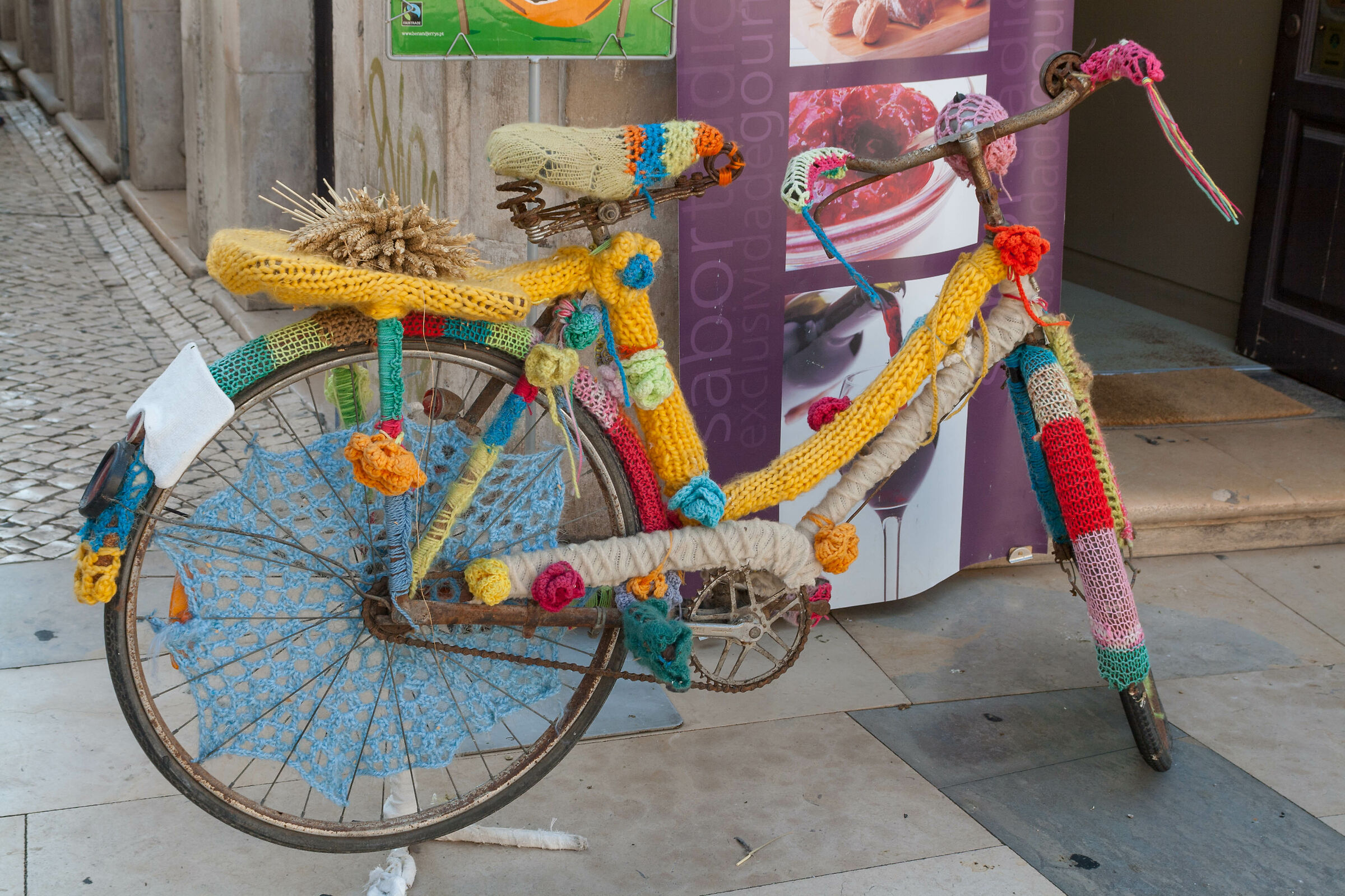An embroidery of bikes