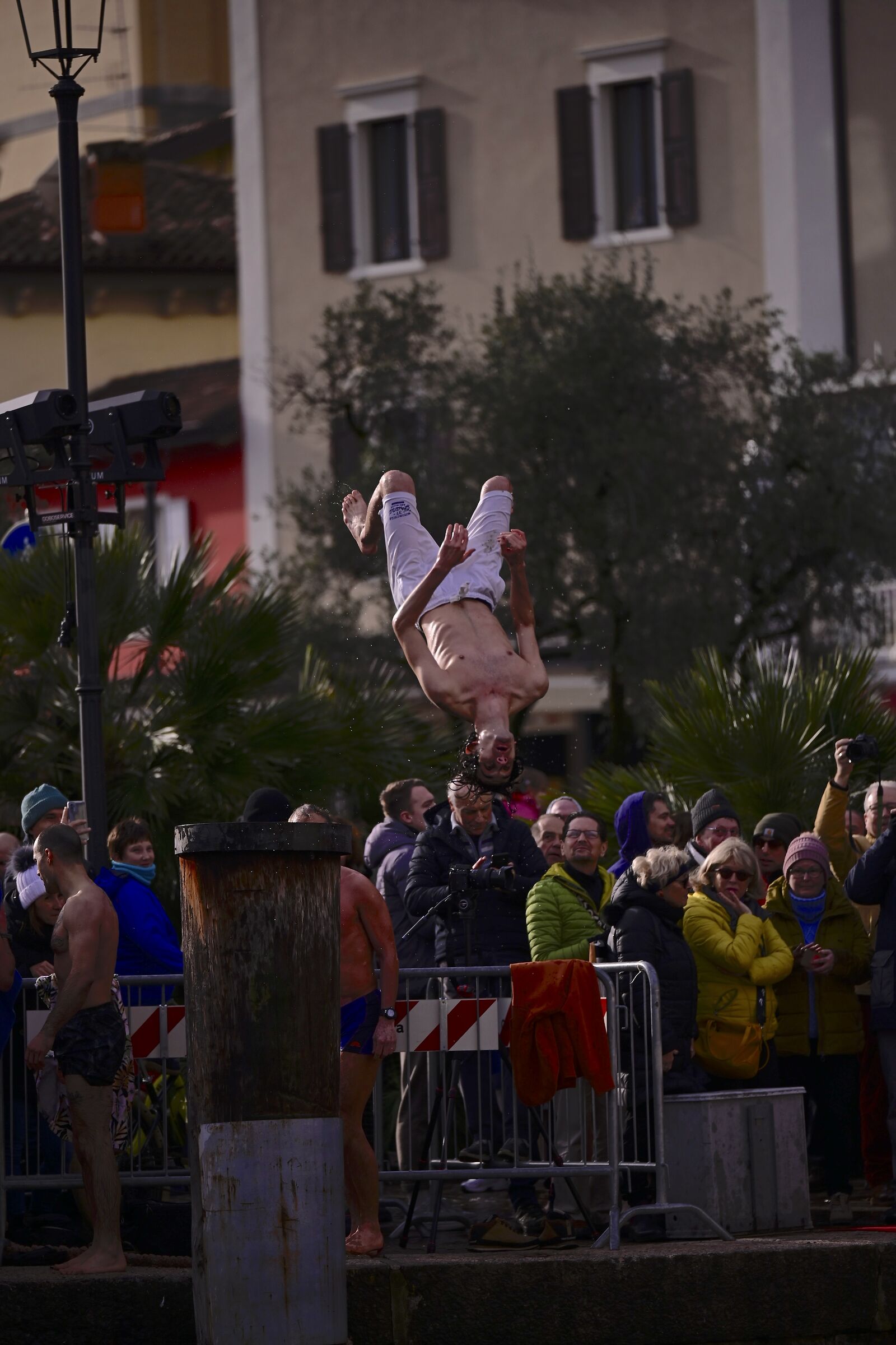 Diving into Lake Garda on the first of January
