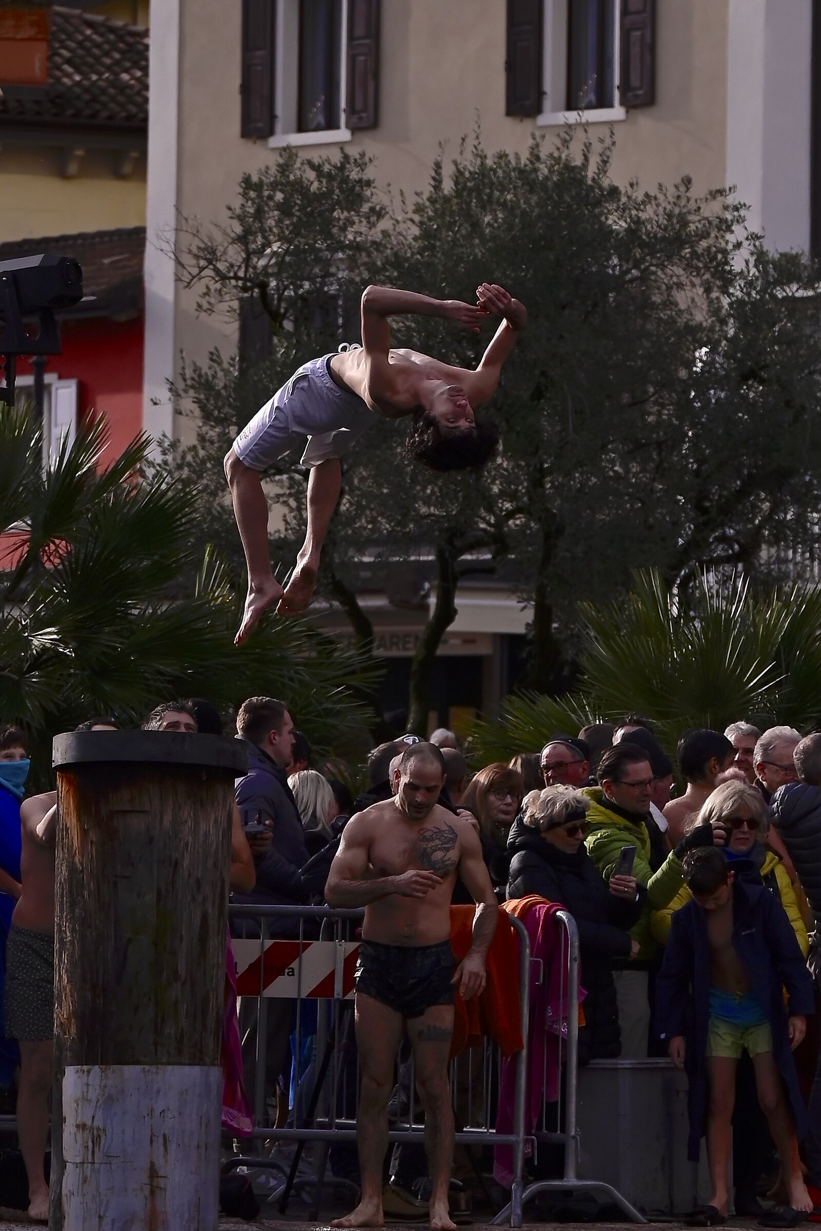 Diving into Lake Garda on the first of January