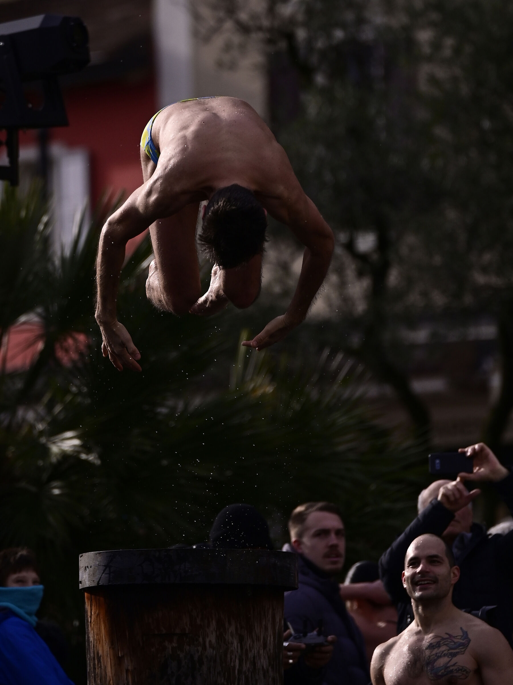 Diving into Lake Garda on the first of January