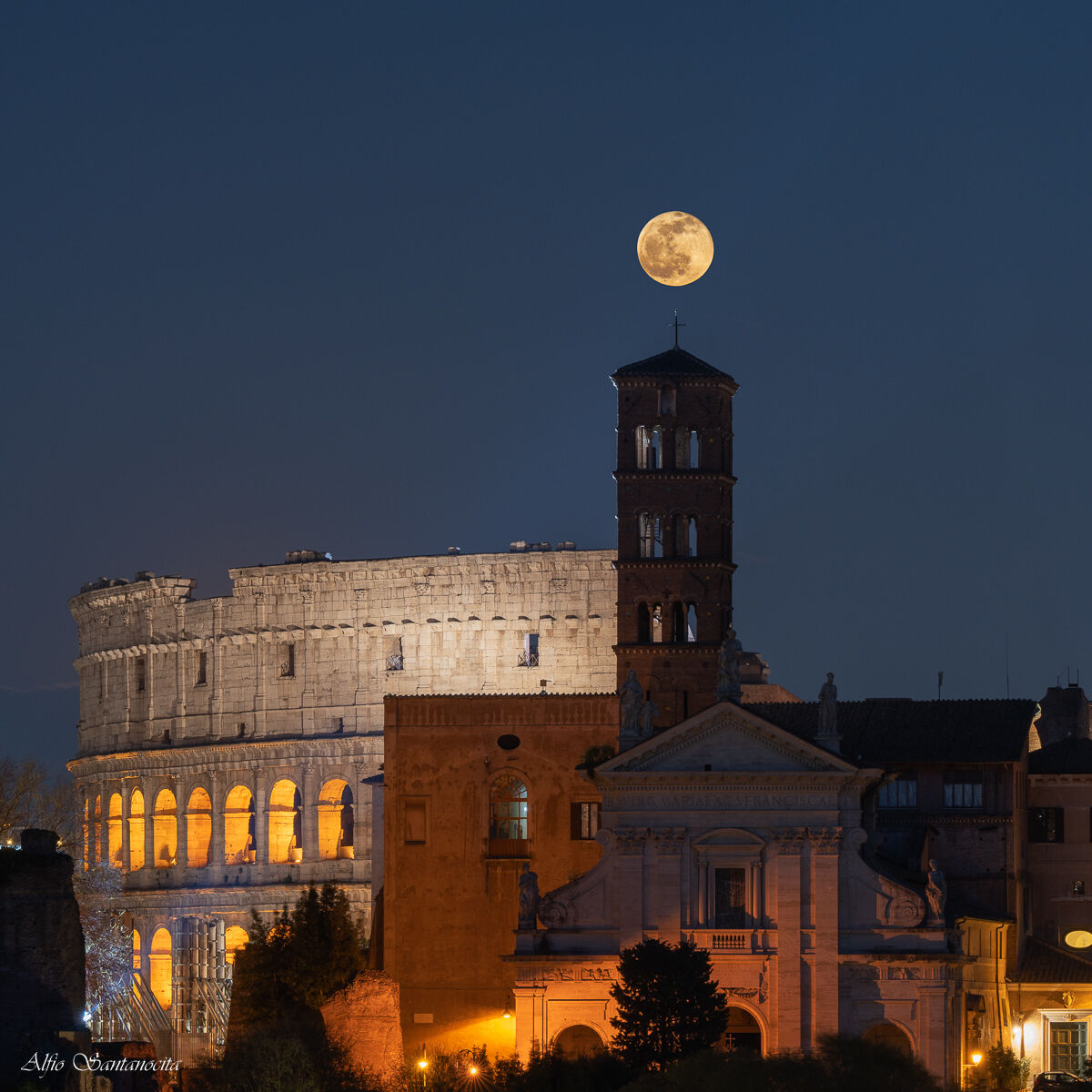 The moon above the bell tower