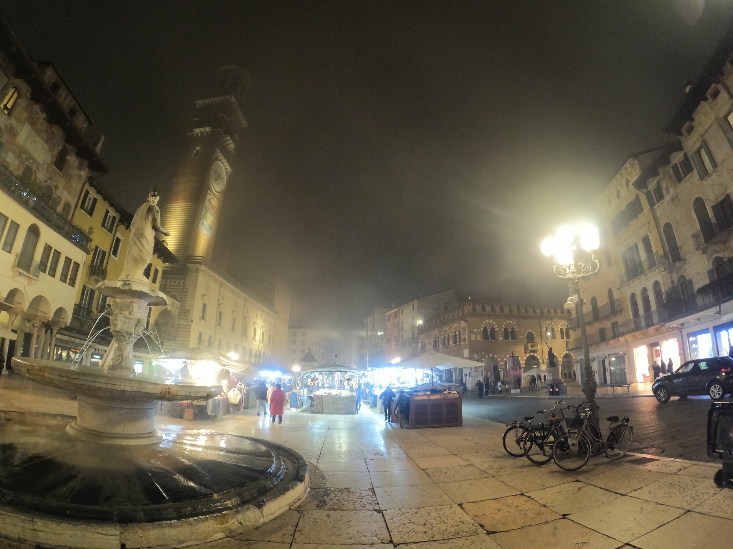 Piazza bra with fog