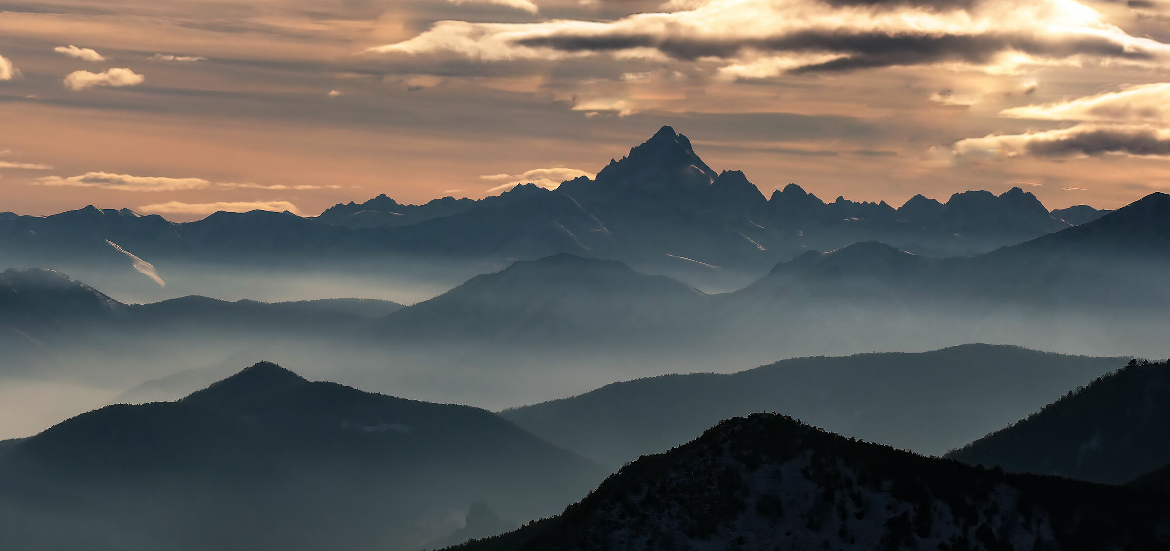 Monviso and the Cuneo valleys from Colle del Lys