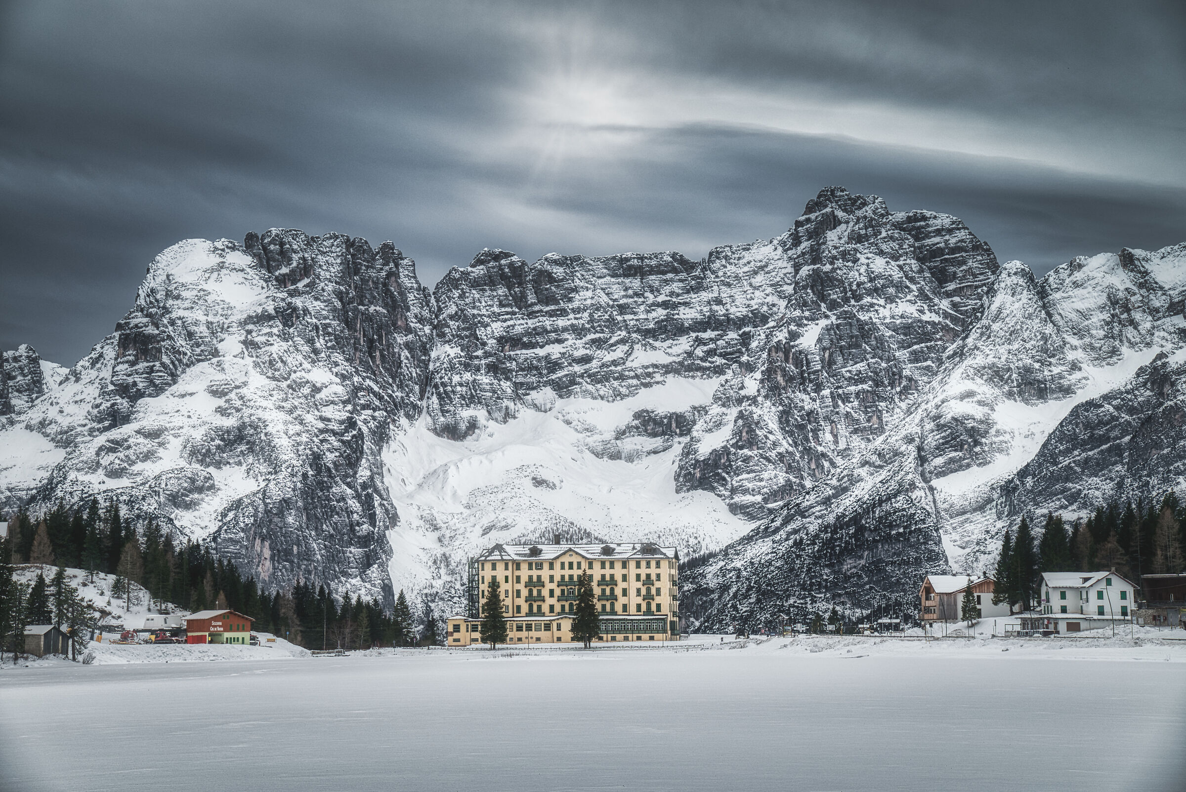 Misurina with snow.