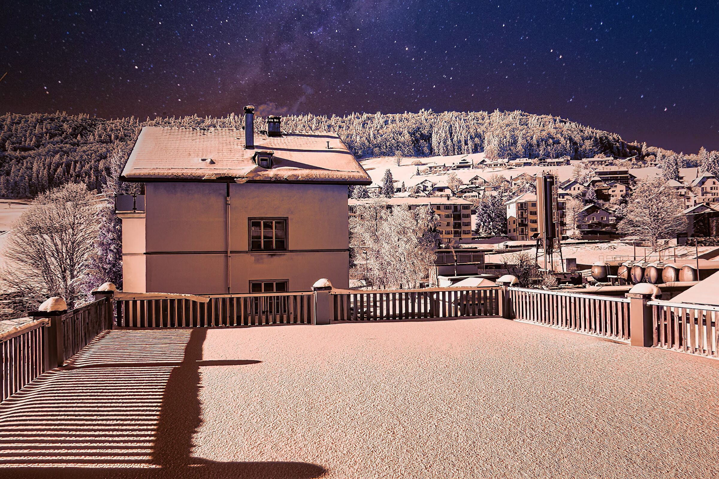 Notte d'inverno, Sainte-Croix, Svizzera