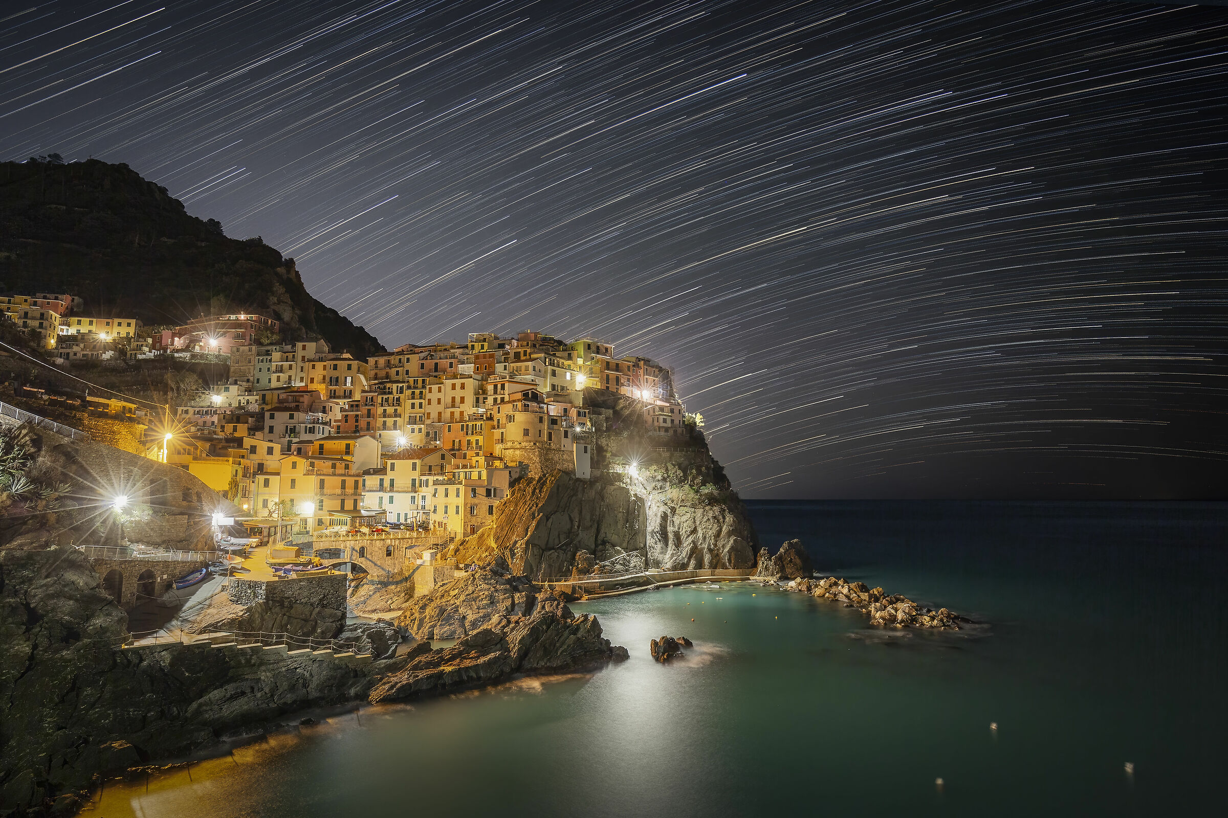 Star trail Manarola