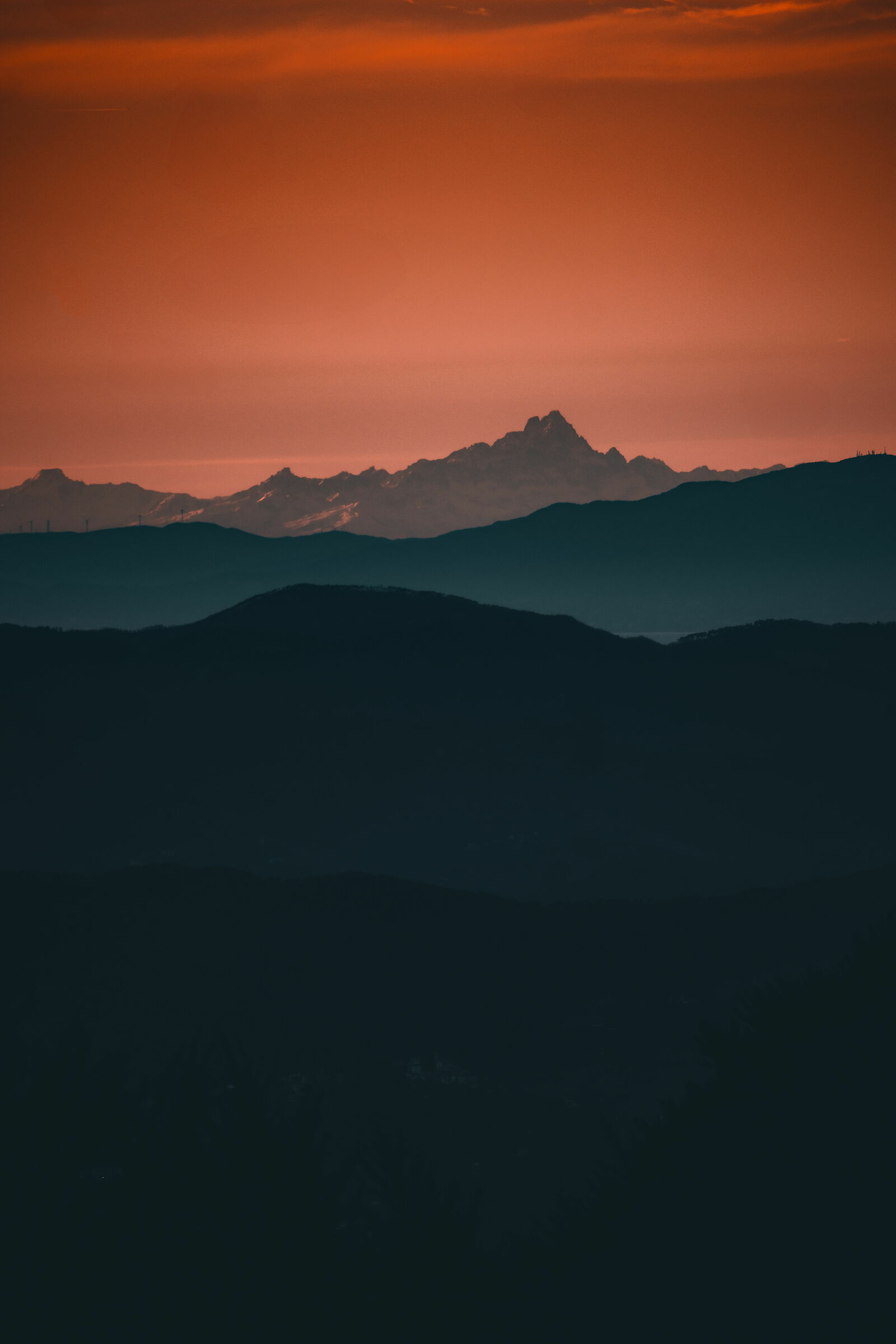 Monviso seen from the Apuan Alps 244 km away