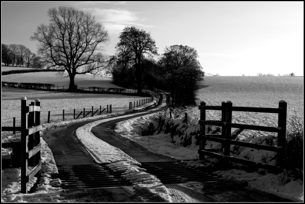 La campagna inglese sotto la neve