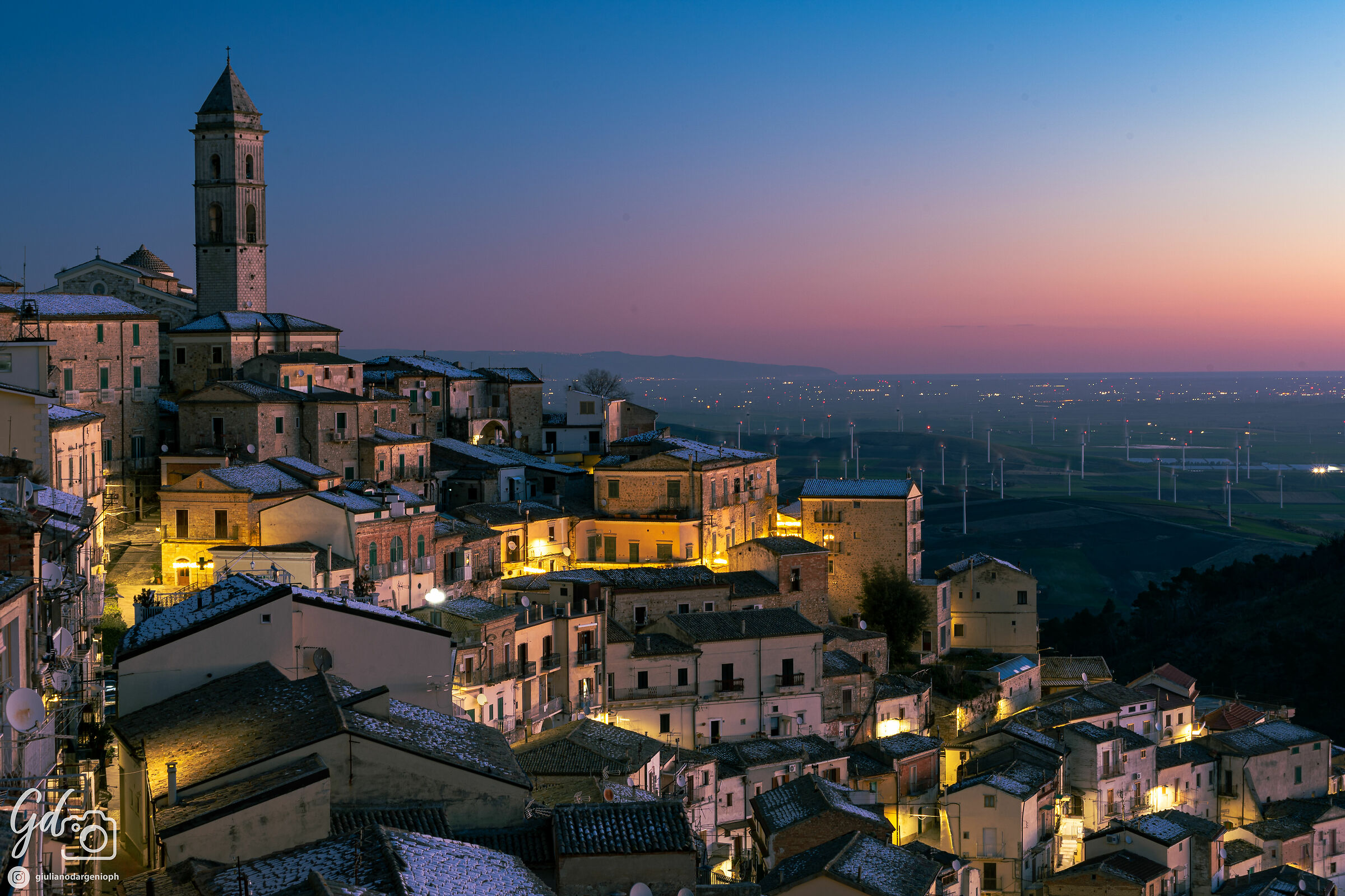 Winter sunrise in the village