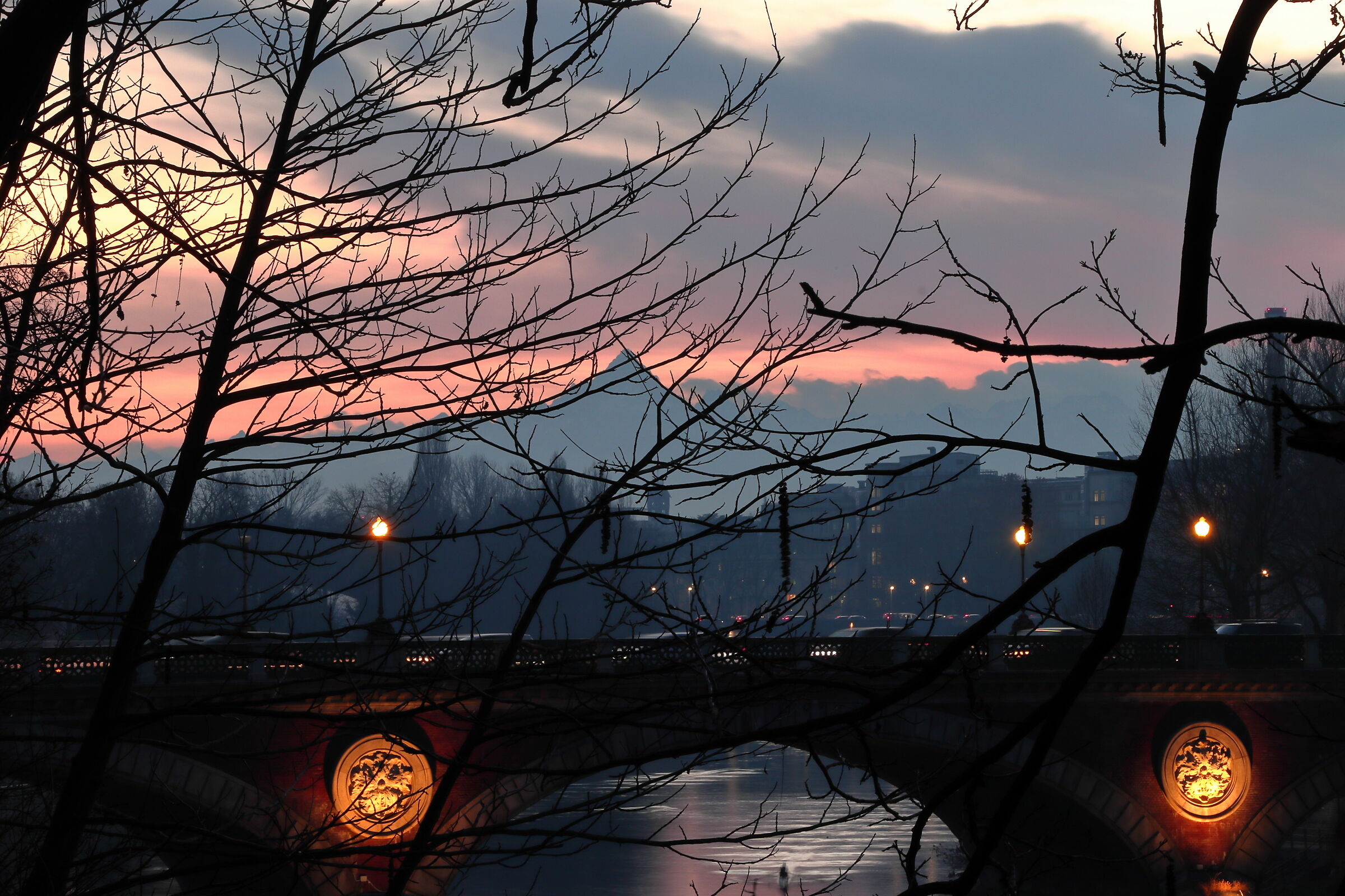Sunset on the Isabella Bridge - Turin