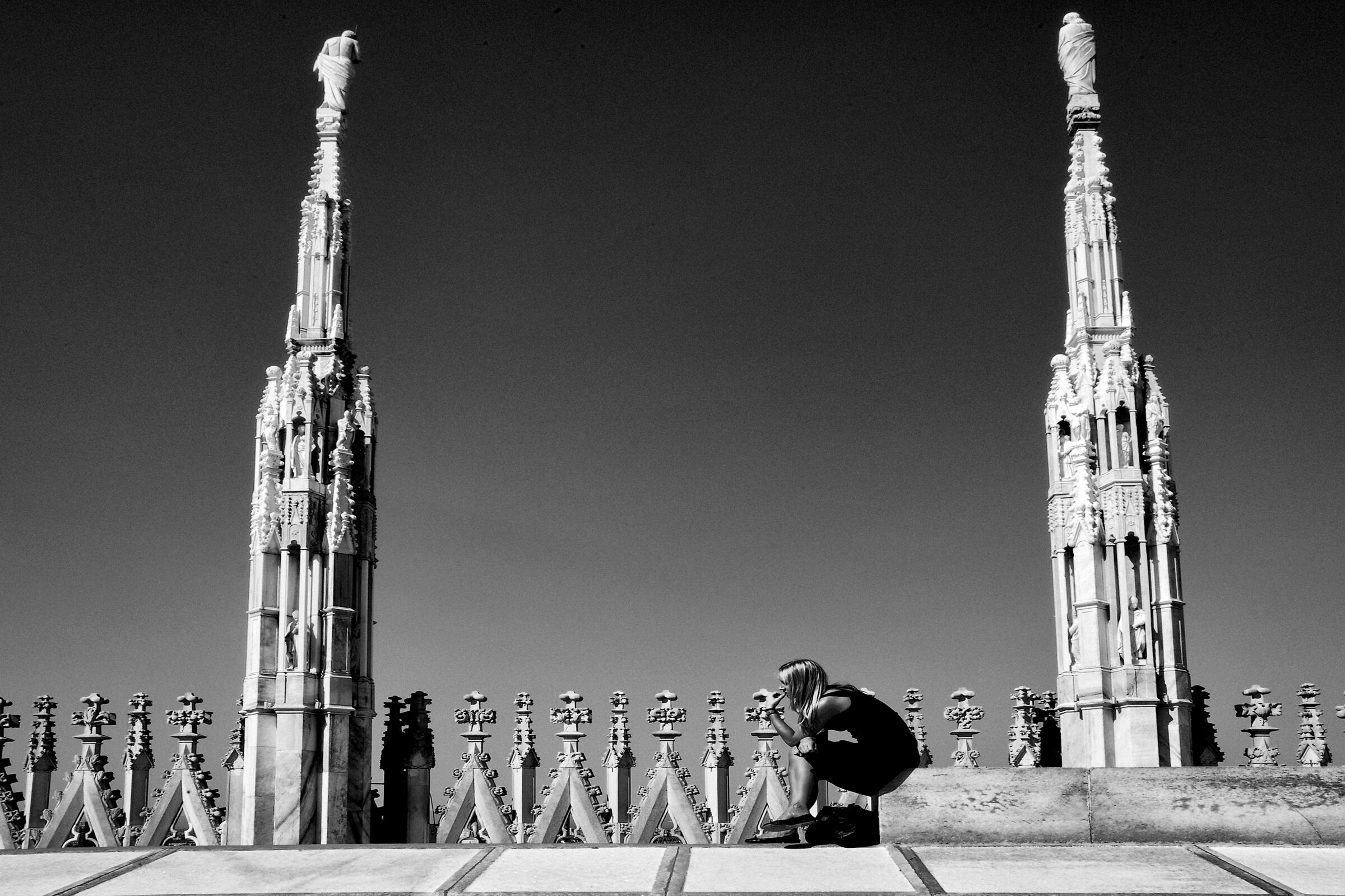 Reflections among the spires of the Duomo. Milan