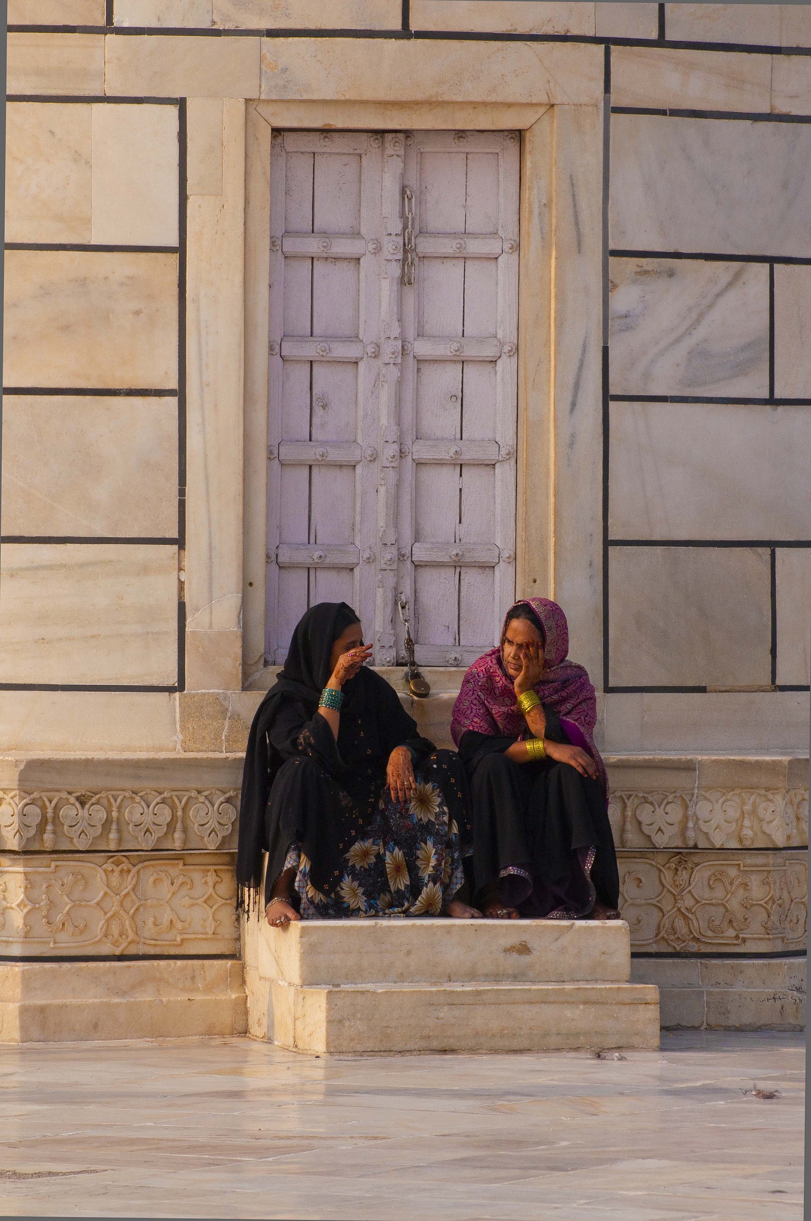 In front of the door