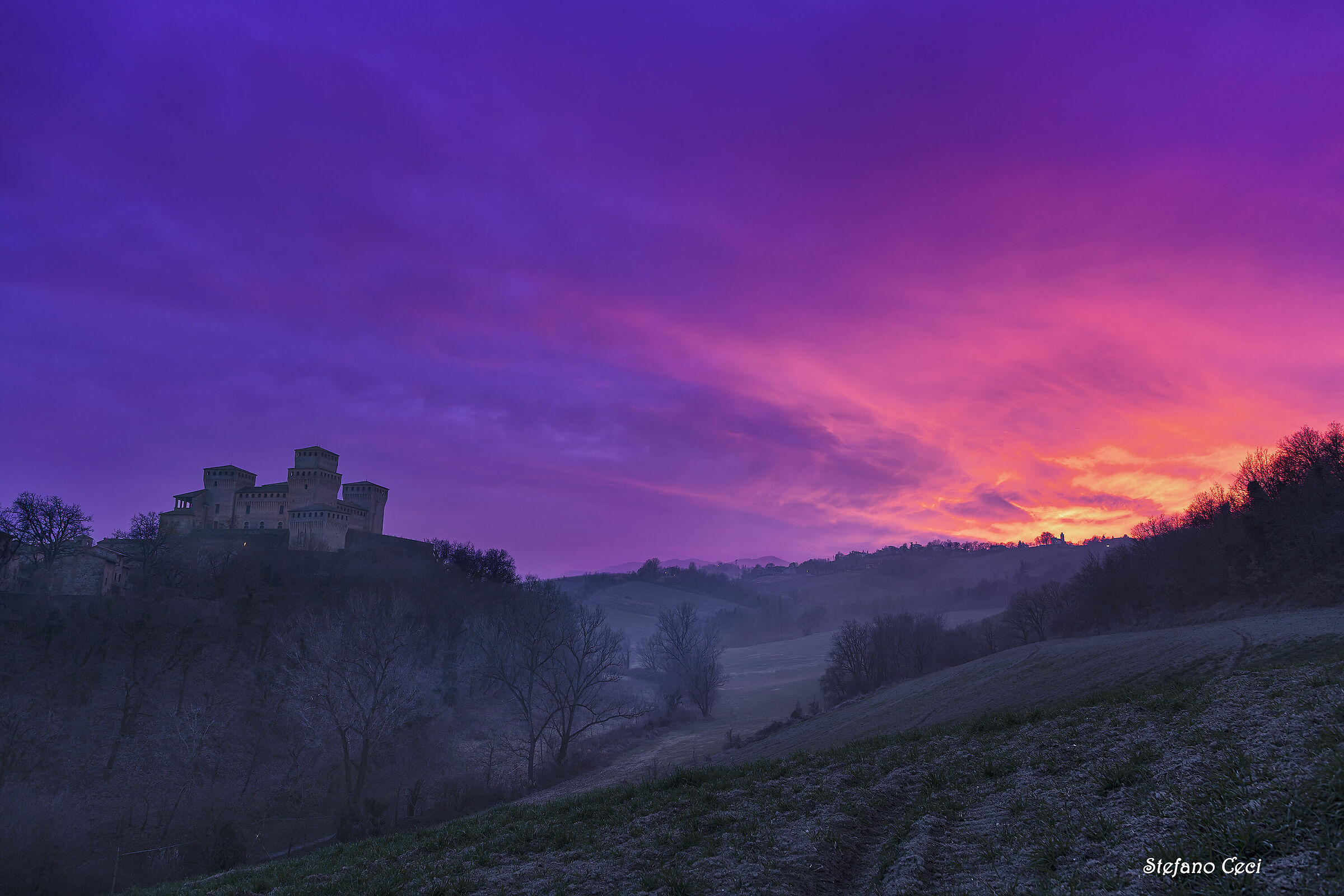 Torrechiara at sunset