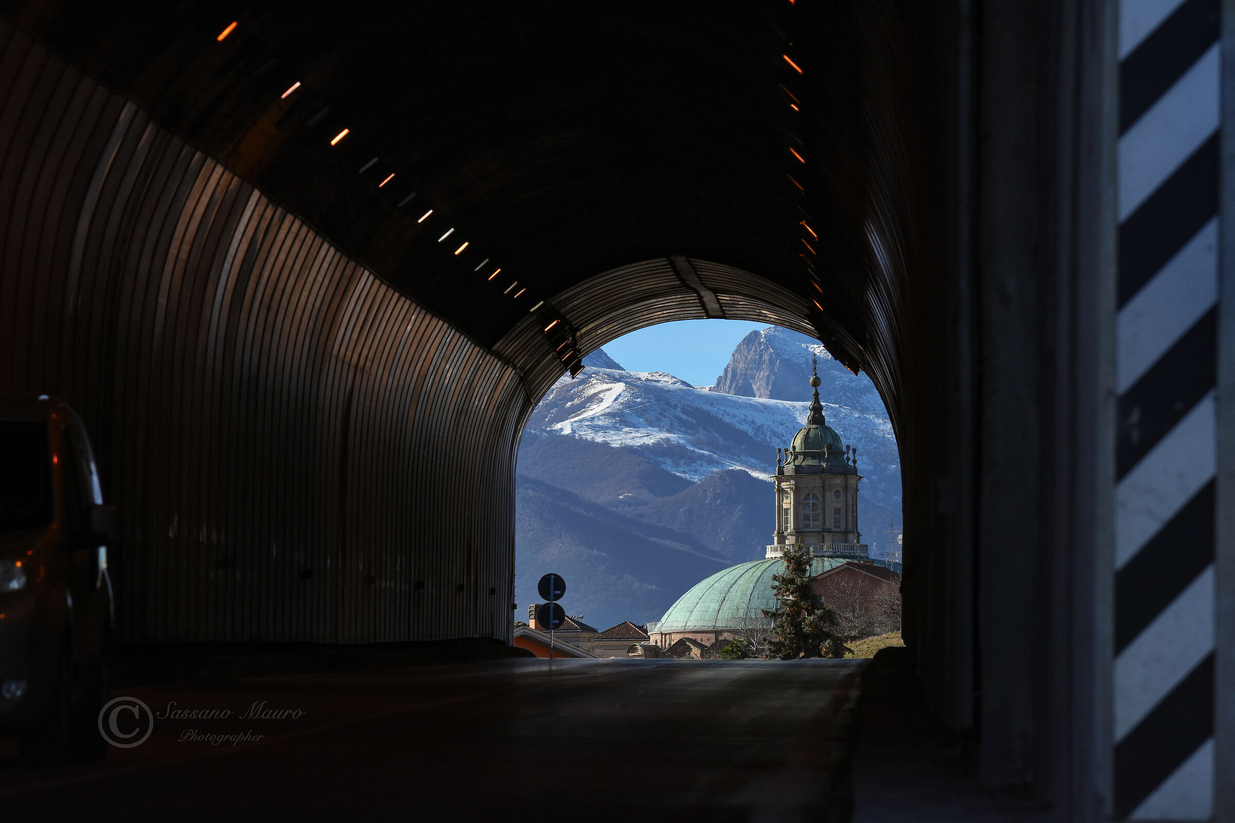 The Sanctuary of Vicoforte Mondovì seen from the Gall...