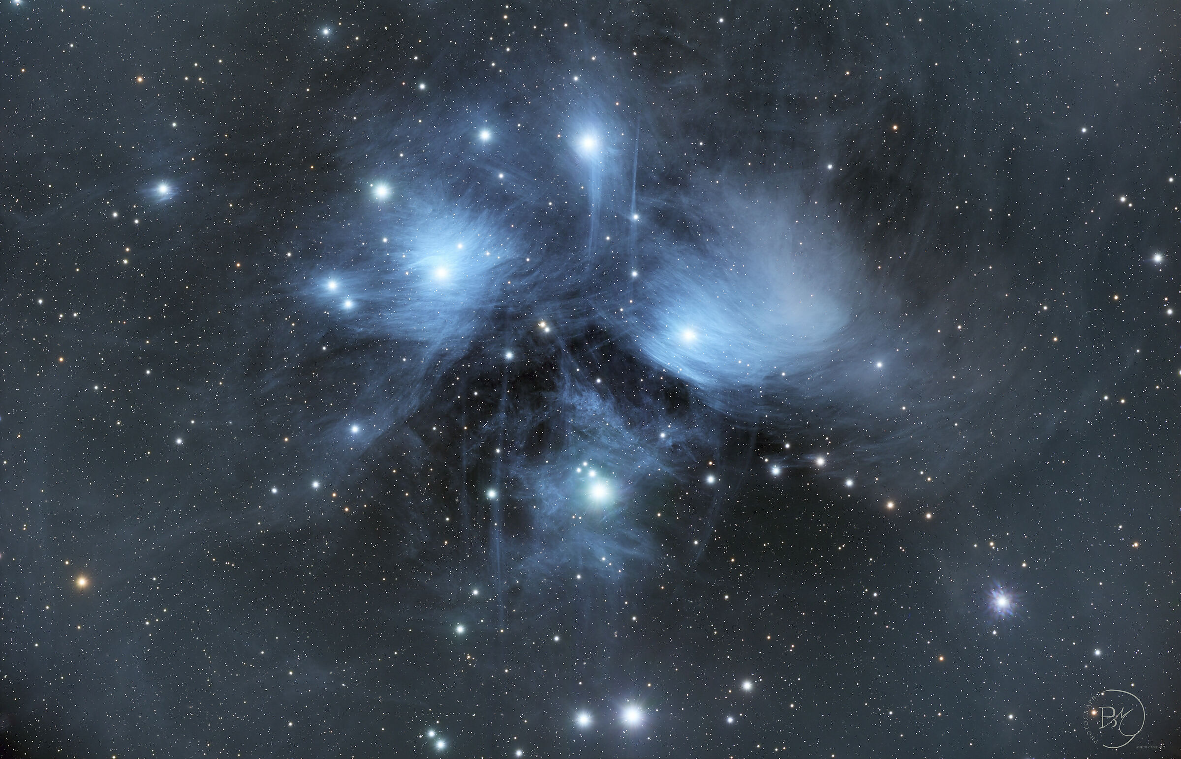 M45 - Pleiadi: prima elaborazione del Takahashi