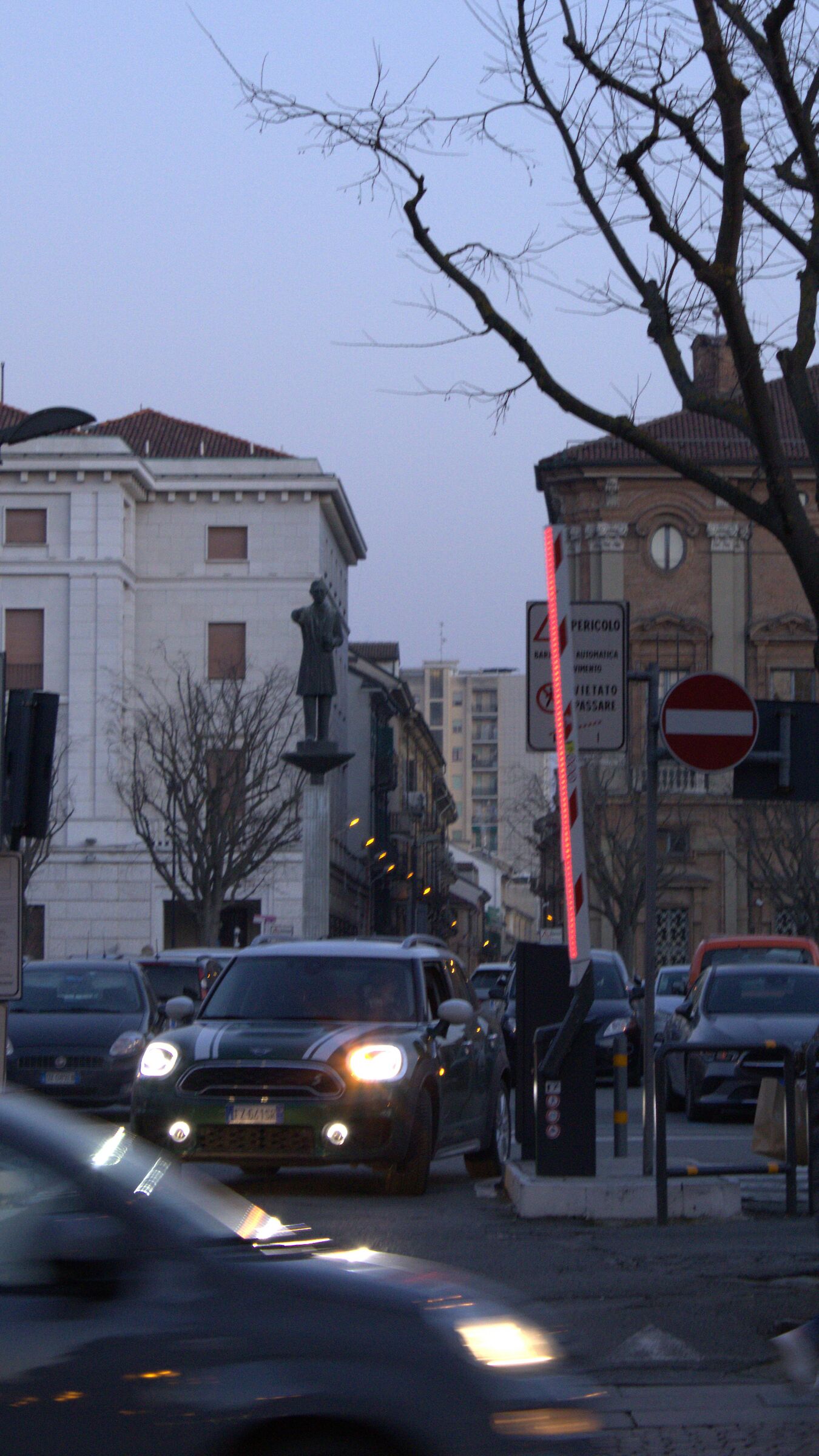Car pulls out of the parking lot