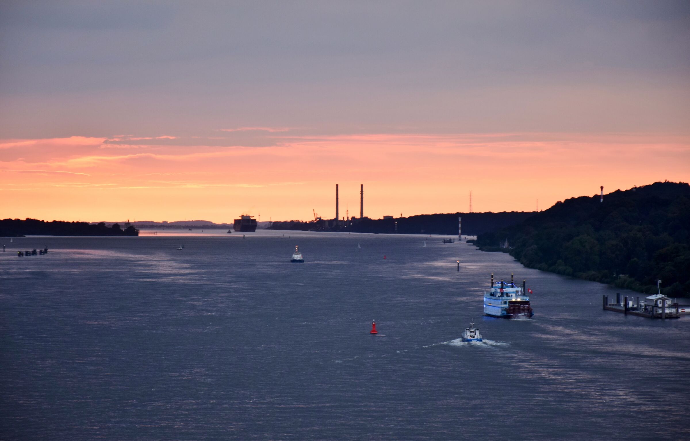 Sailing on the Elbe River to the North Sea