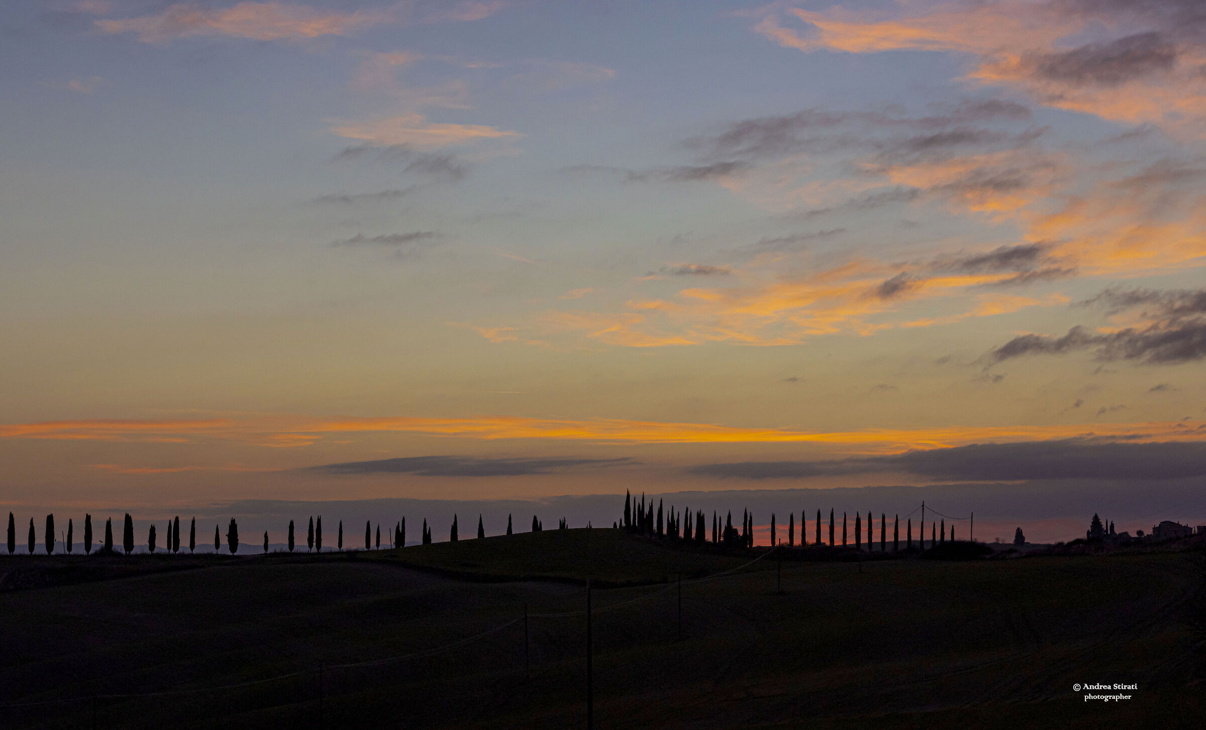 evening falls in the surroundings of Montalcino