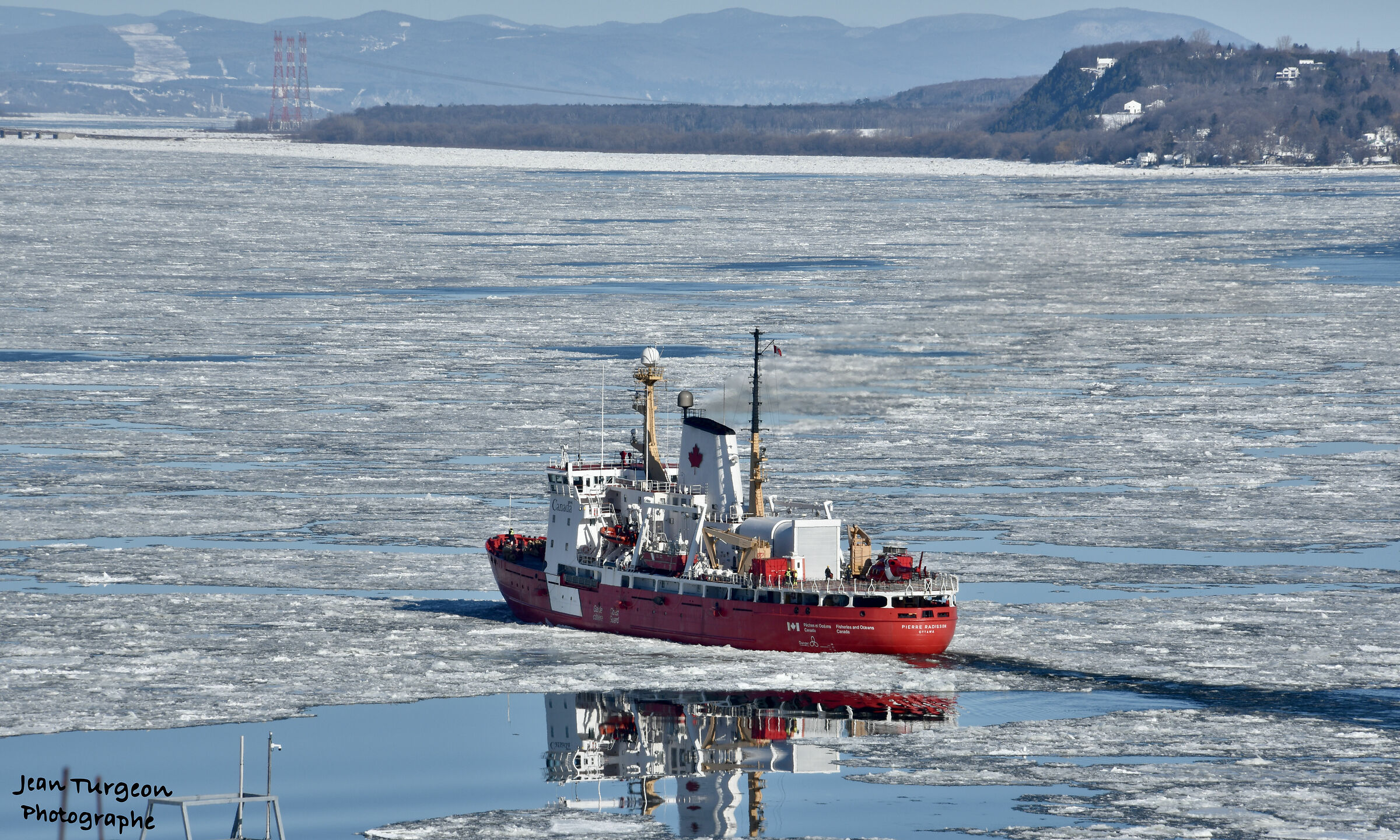 Icebreaker, Pierre Radisson boat and reflection