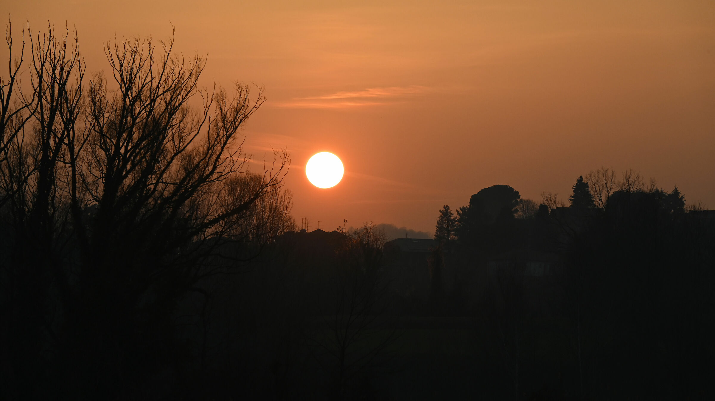 Winter sunset in the Lombardy countryside