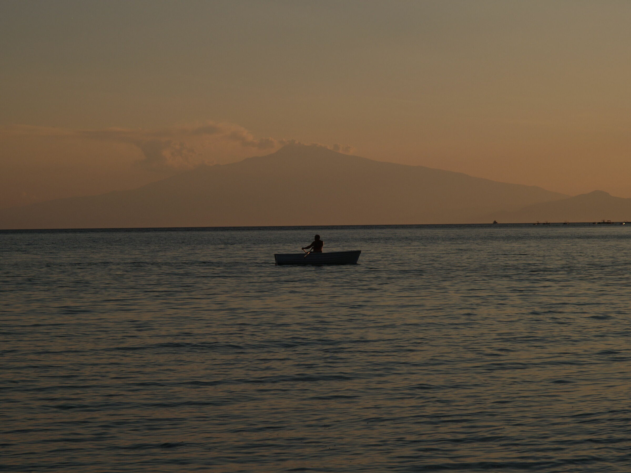 Rowing at sunset