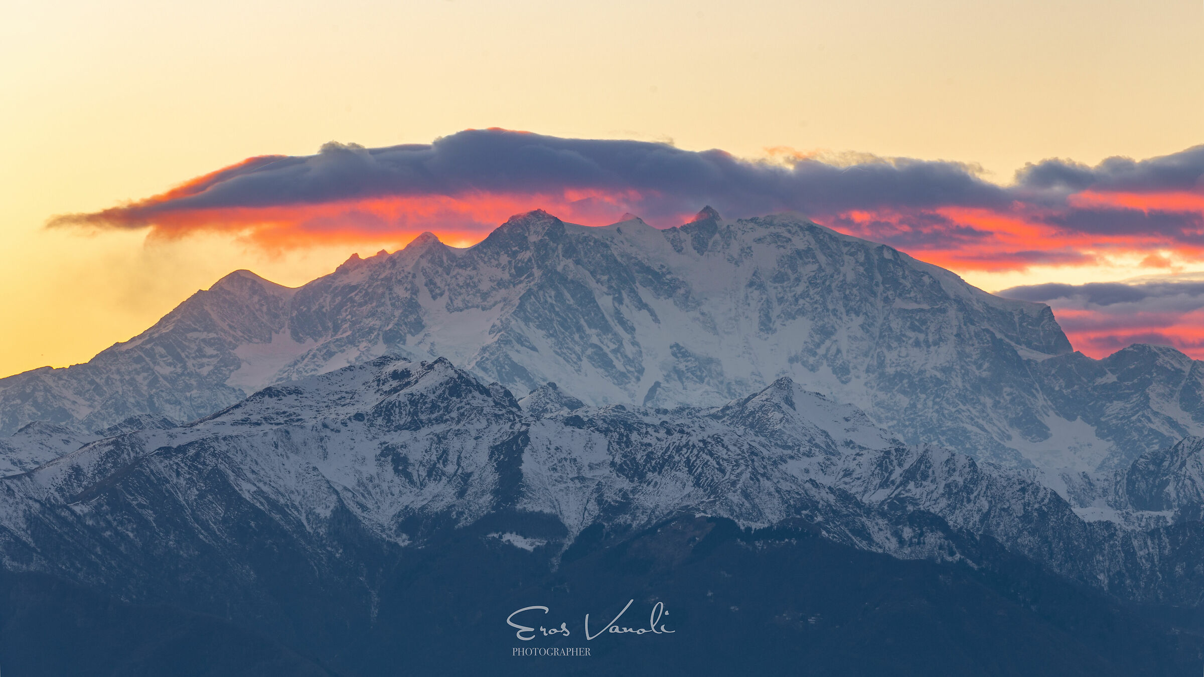 tramonto sul monte rosa
